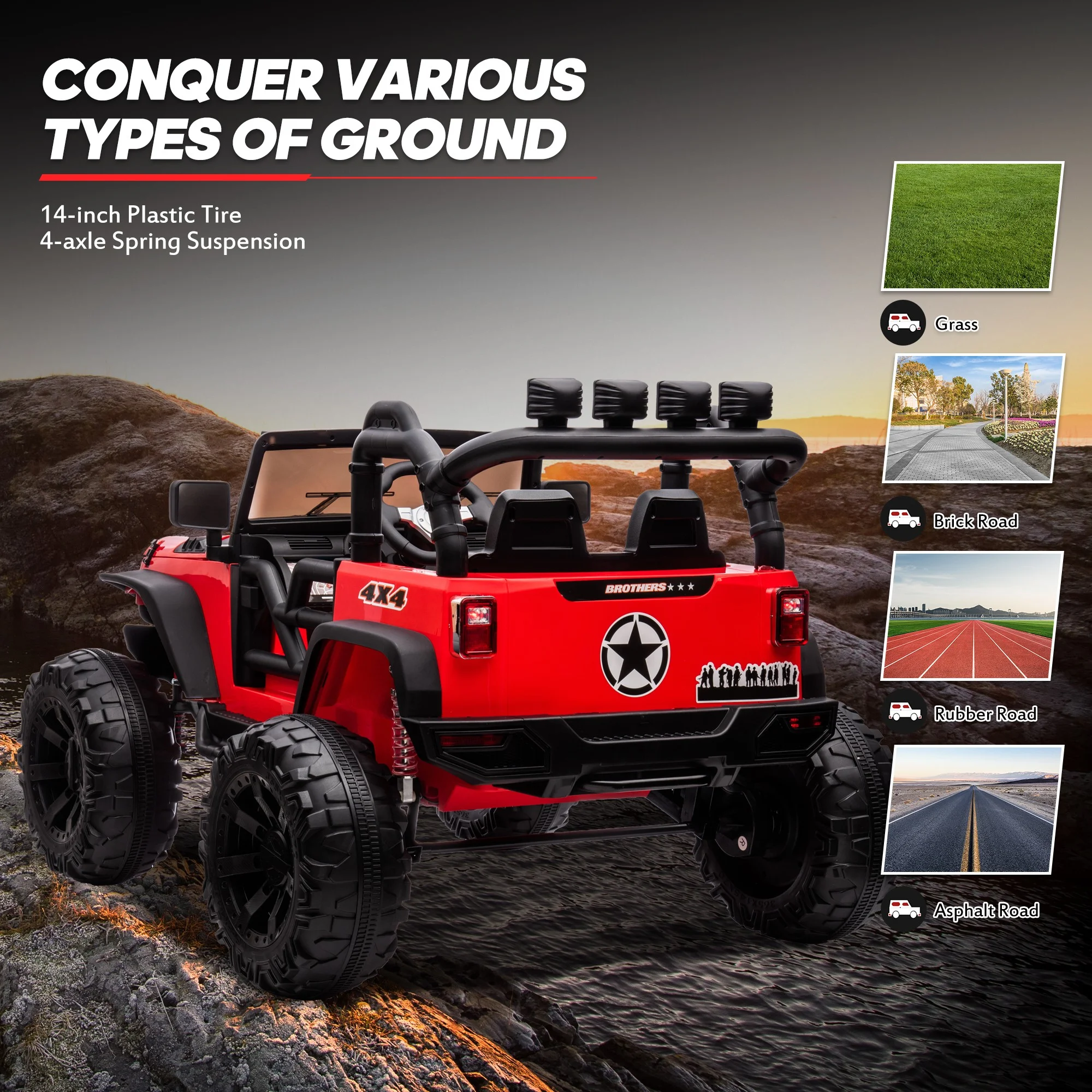 Outfunny 24V Kids Ride on Truck, 2-Seater Powered Ride on Toy Car with Remote - Womvr