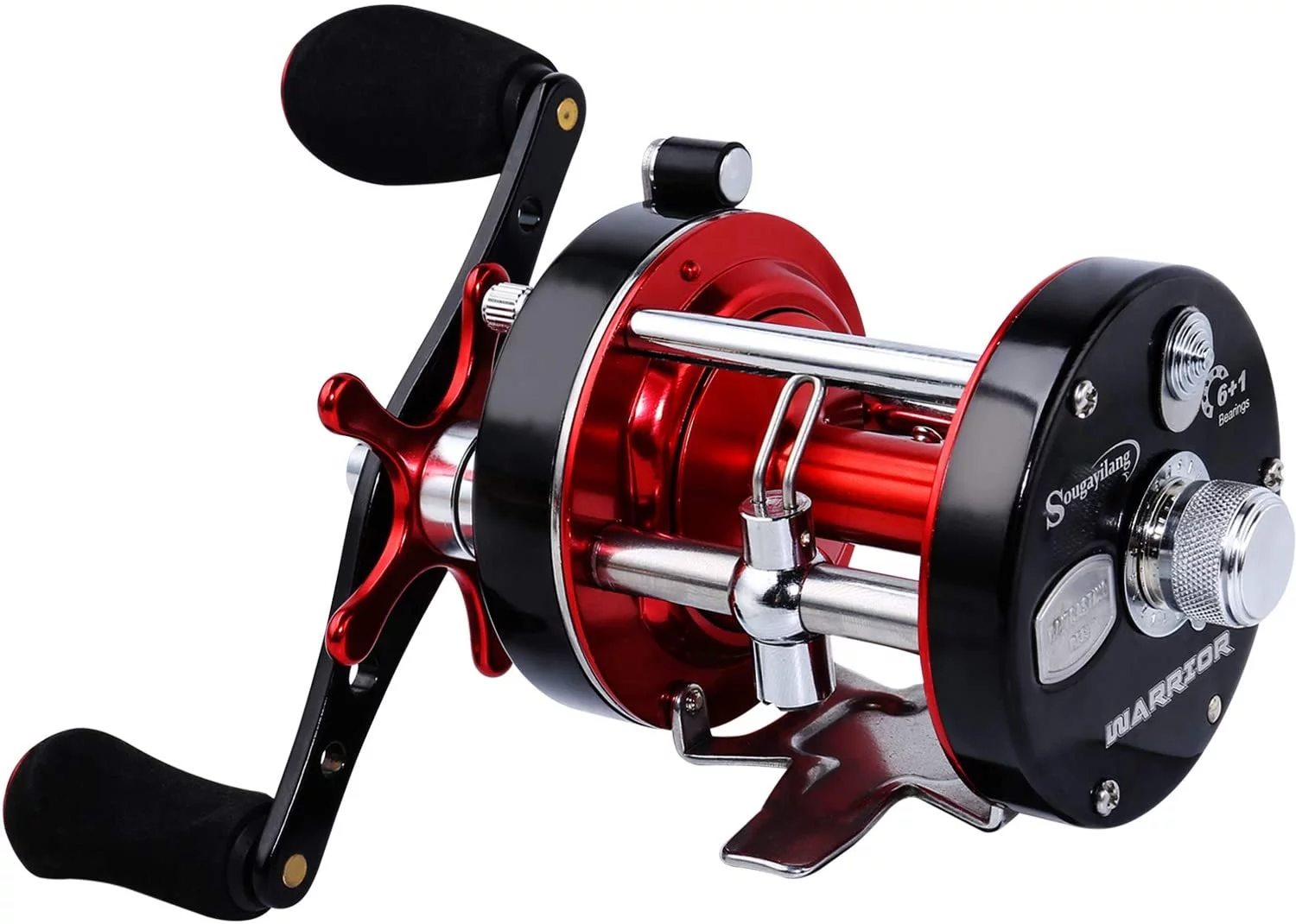 Sougayilang Round Baitcasting Reel Reinforced Metal Body EVA Left/Right Handle Conventional Fishing Reel - Womvr