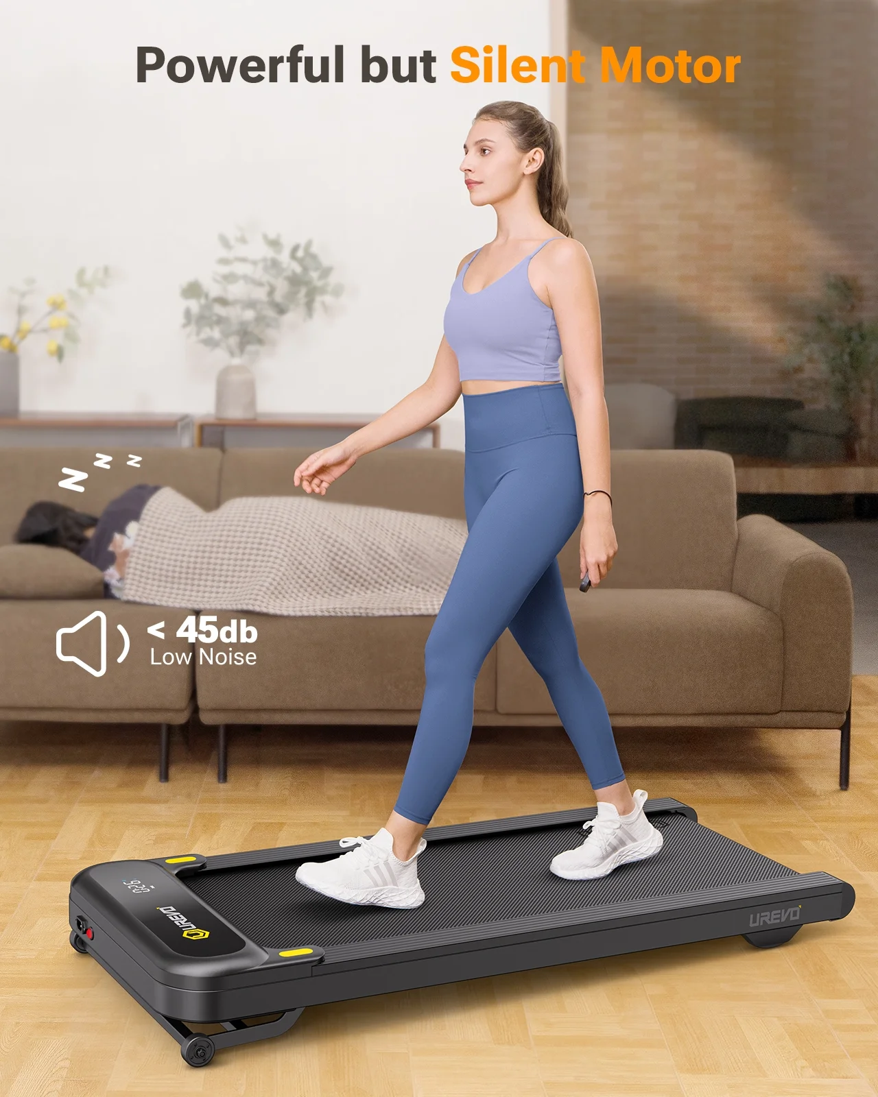 UREVO Treadmill with Auto Incline Walking Pad 9% Incline Treadmill with APP & Remote Control for Home Office 265lbs - Womvr