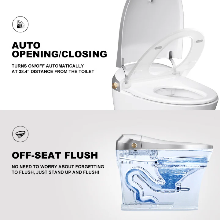 Horow Smart Toilet with Heated Seat, Automatic Power Flush Tankless,Ceramic One Piece Toilets for Bathroom - Womvr