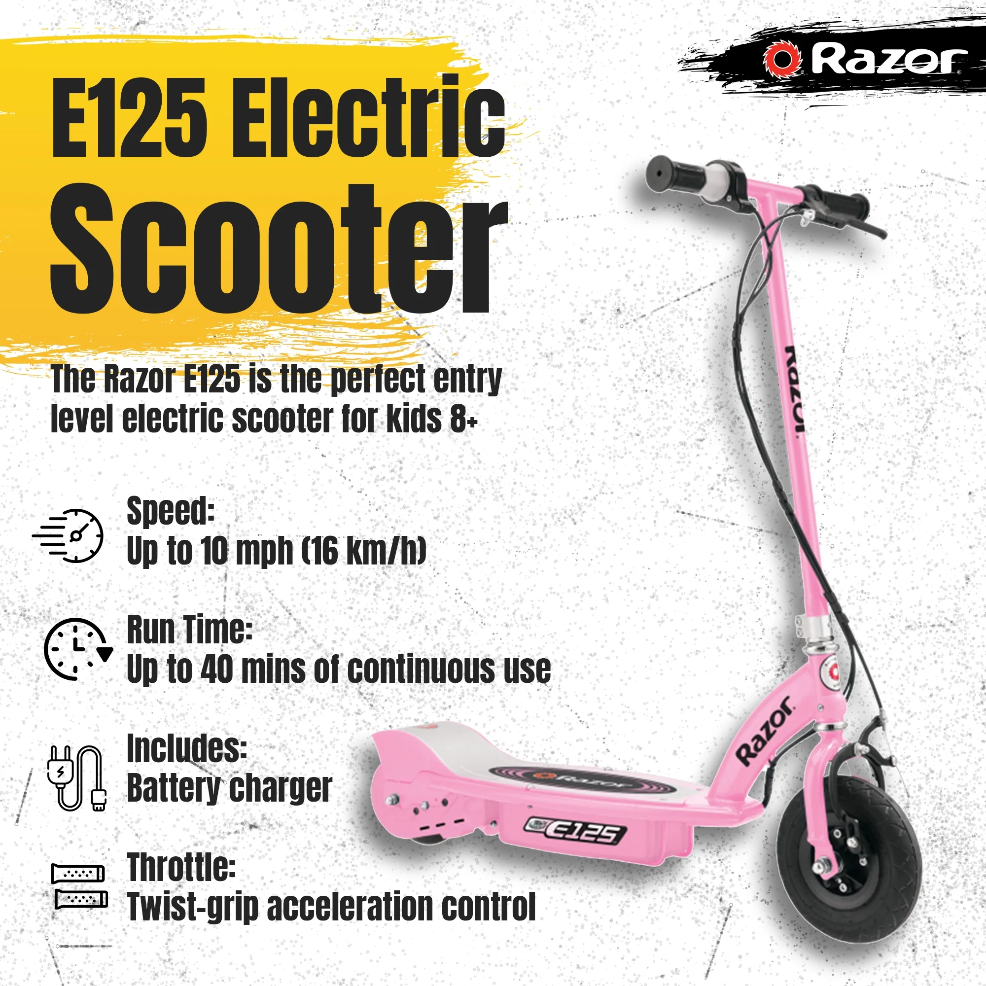 Razor E125 Kids Ride-on 24V Motorize Battery Powered Electric Scooter, Blue - Womvr