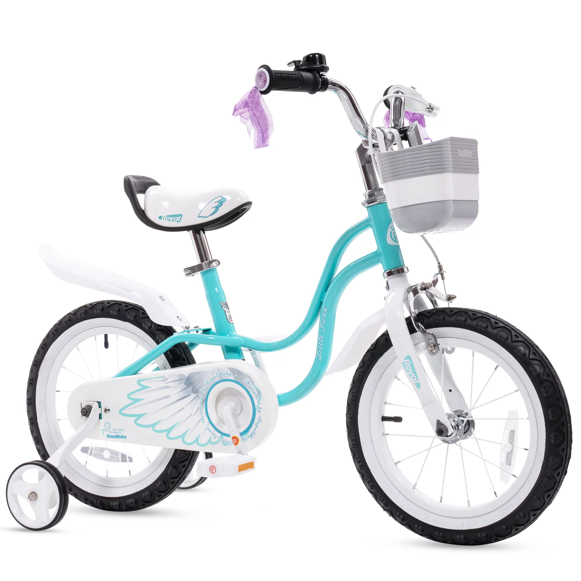 Royalbaby Little Swan Light Pink 16 Girl's Bicycle With Training Wheels and Basket - Womvr