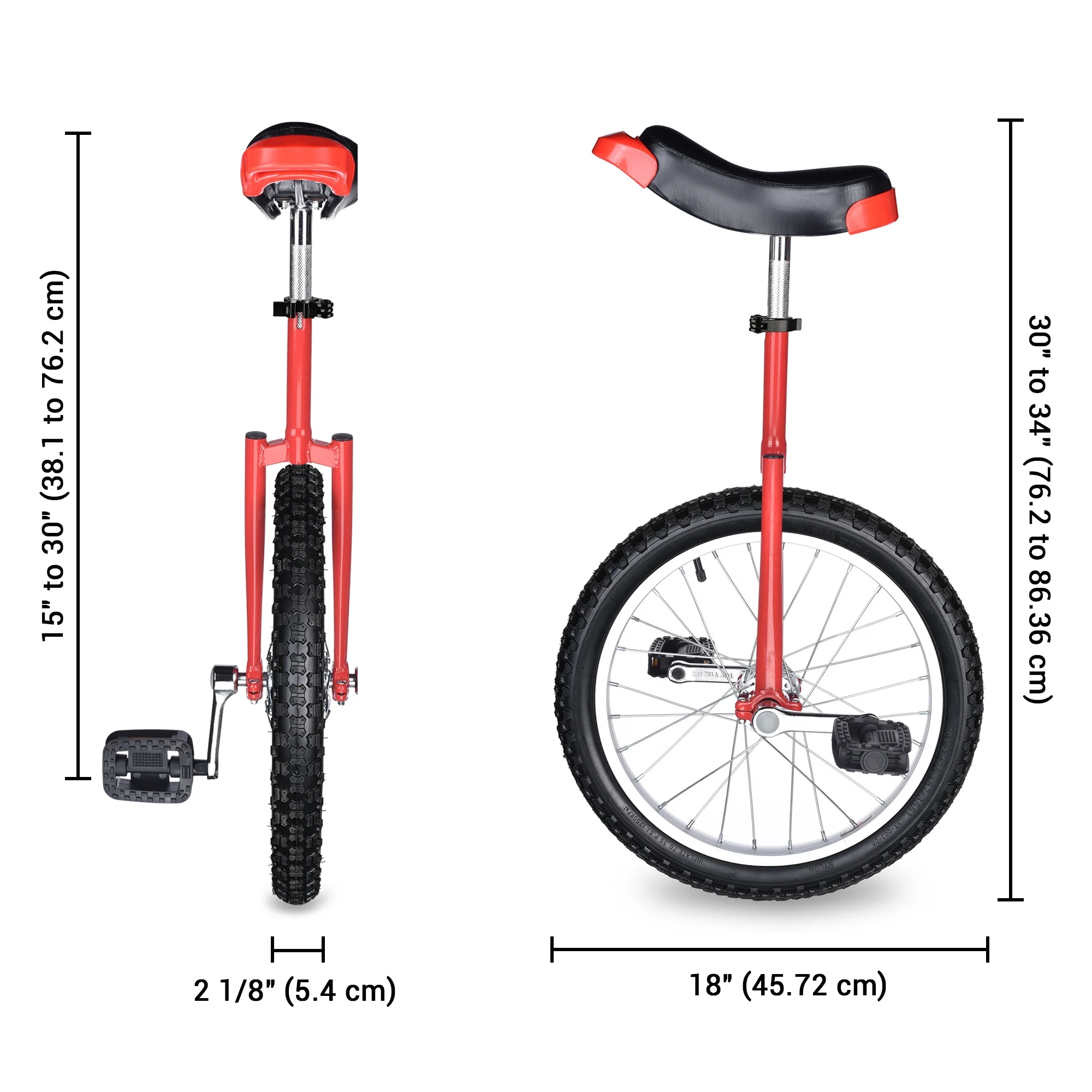 Yescom 18 In Wheel Outdoor Unicycle Skid-proof Tire Fitness Bicycle Balance Training for Adults Teenagers Kids, Silver - Womvr