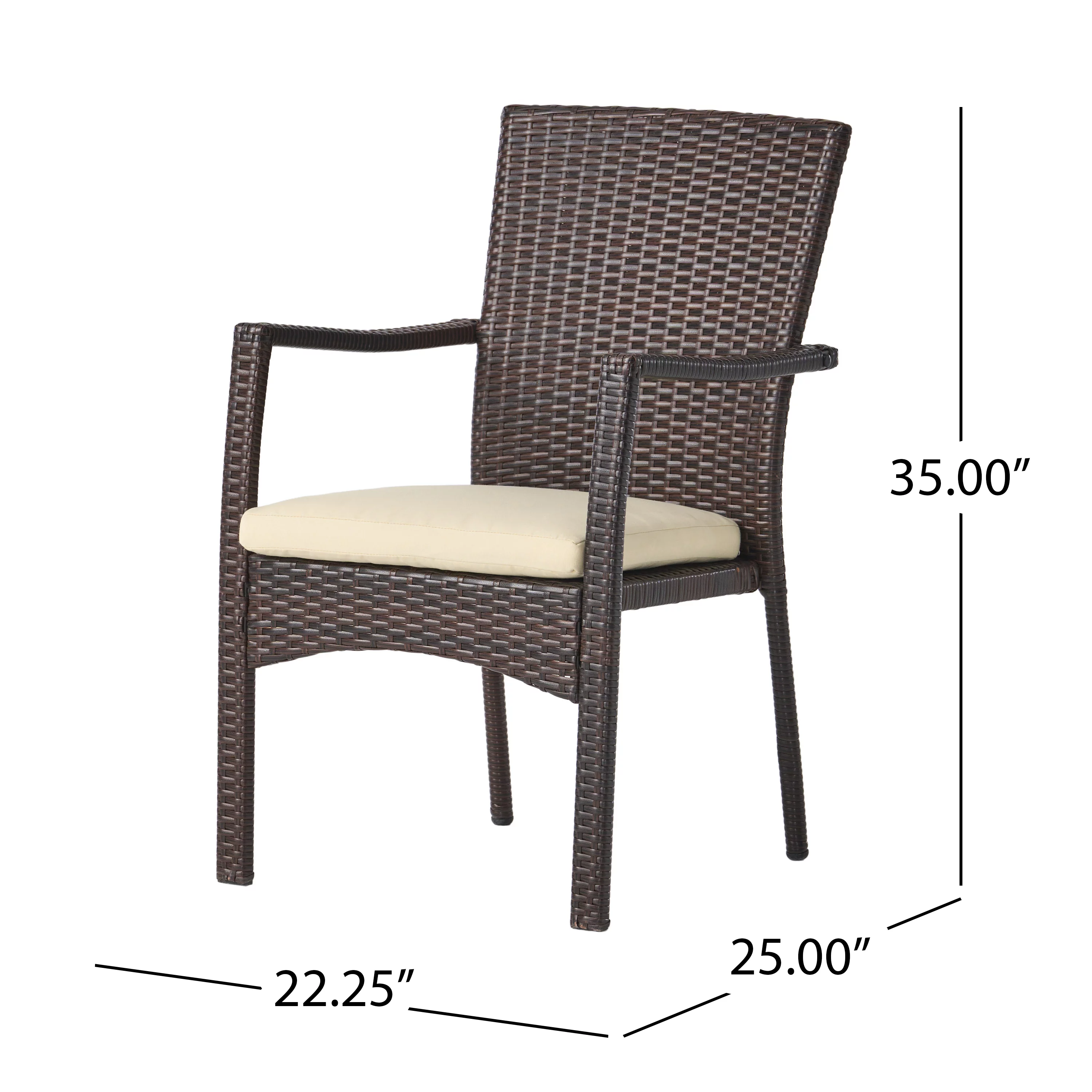 GDF Studio Bishop Outdoor Contemporary Multibrown Wicker Dining Chair (Set of 2) - Womvr