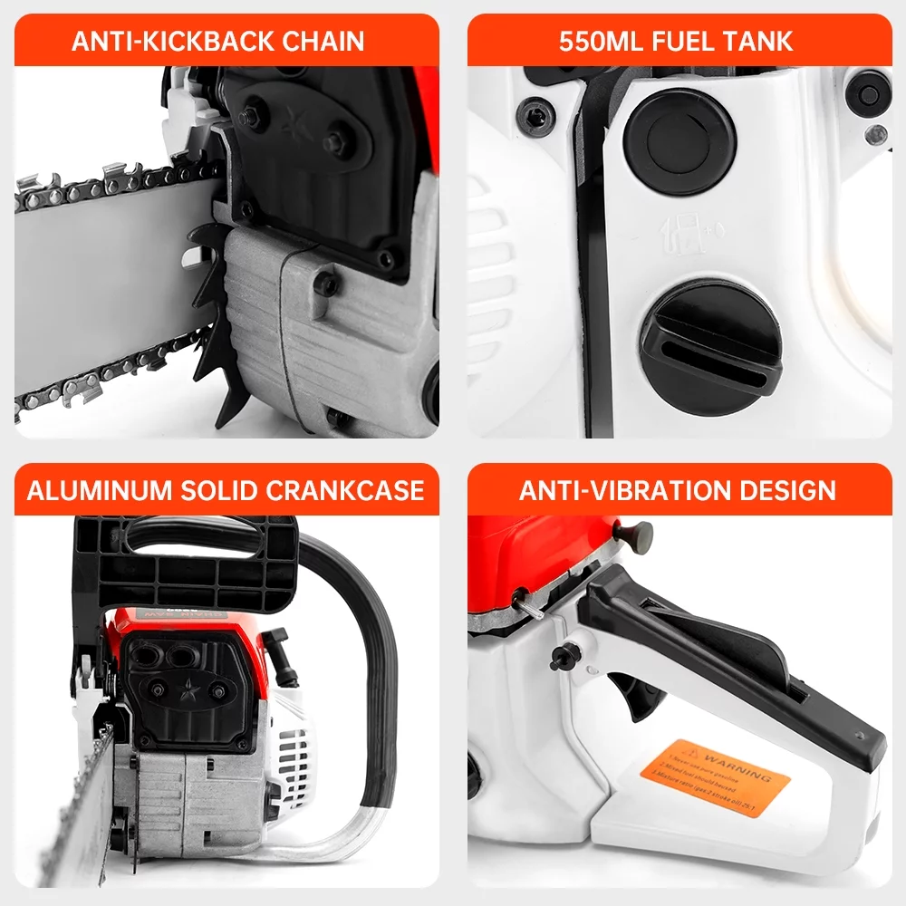 TOPTENG Gasoline Chainsaw with 22 in. Bar 52CC Engine 2-Cycle Gas Powered Chainsaw for Farm/Garden/Ranch/Firewood - Womvr