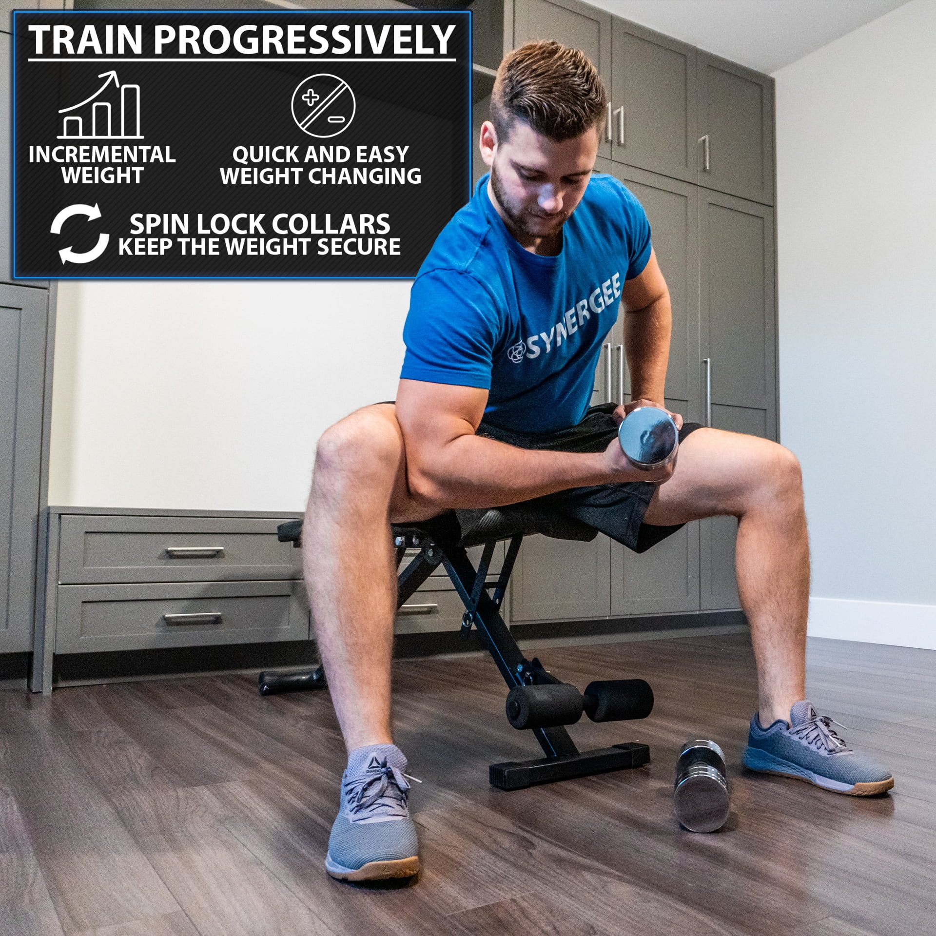 Synergee Ultra Compact Adjustable Dumbbell Set. Steel Weight Set with Foam Handles and Chrome Finish. Weights Range from 10-20 lbs. - Womvr