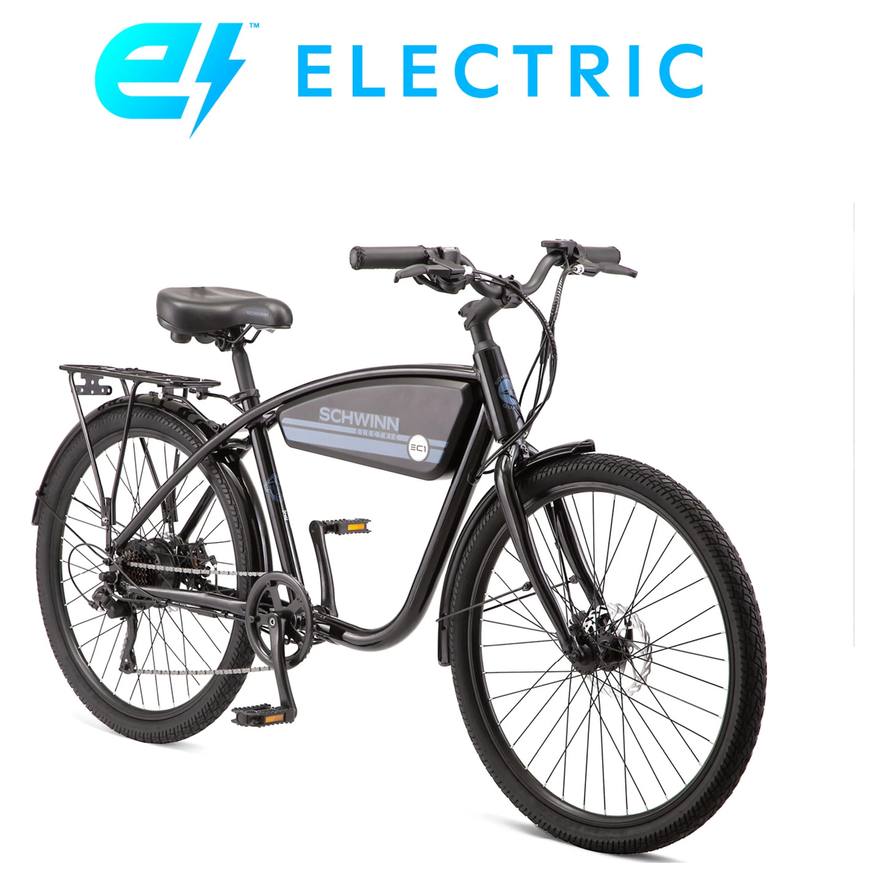 Schwinn 26-in. EC1 Unisex Cruiser Electric Bike for Adults, Throttle, Black Ebike - Womvr