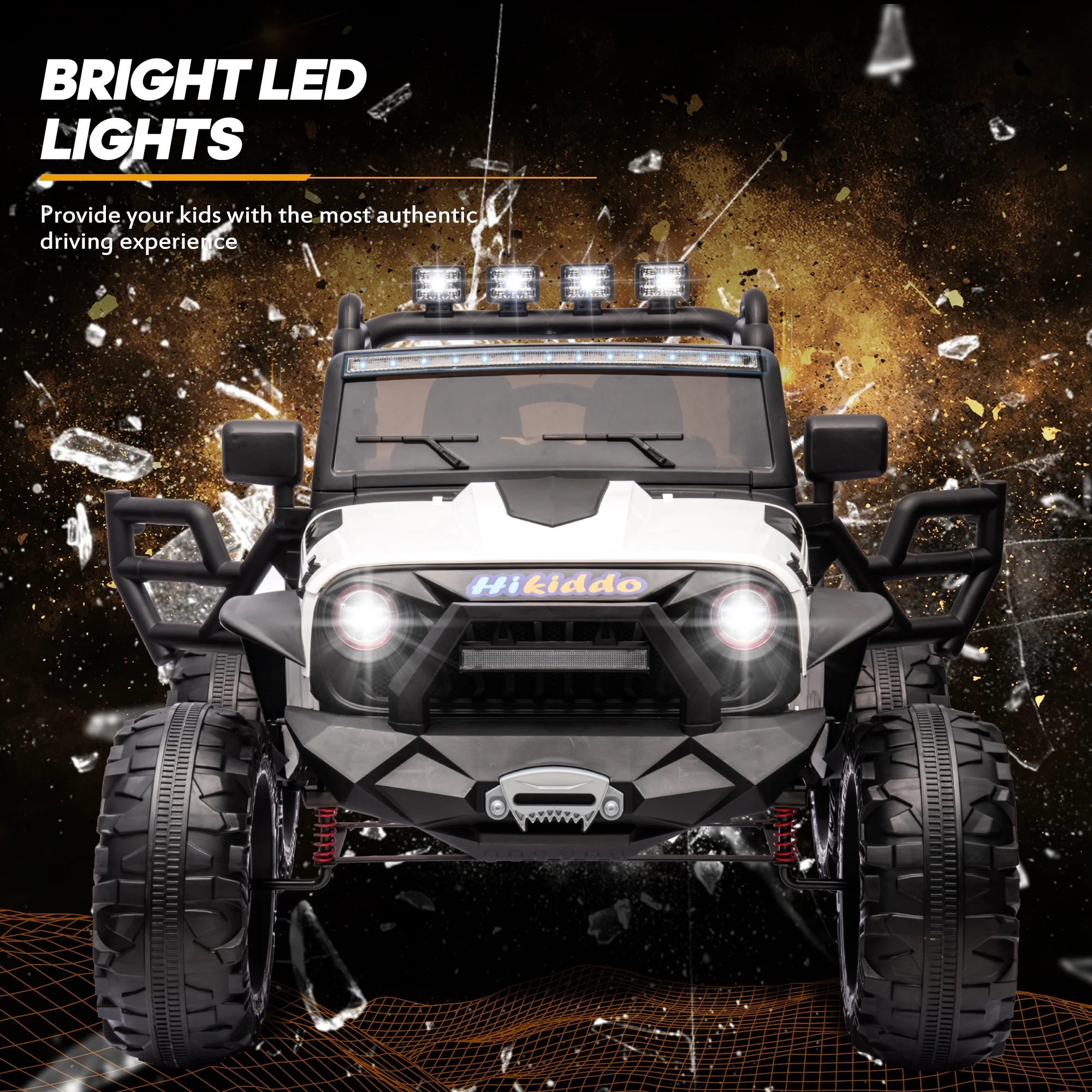 Hikiddo JC555 24V Ride on Toy for Big Kids, 2 Seater Powered Ride-on Truck Car with Remote - Green - Womvr