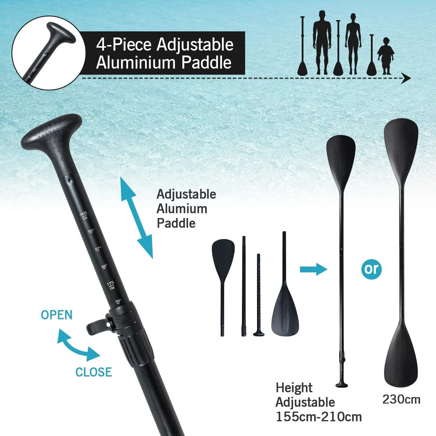 FULLWATT 11Ft Inflatable Stand up Paddleboard SUP with Kayak Seat Repair Kit Pump 6.5''T Blue - Womvr