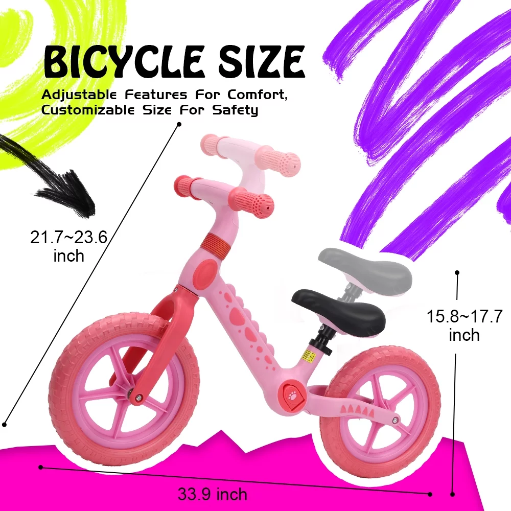 Hoverheart Dinosaur Balance Bike, No Pedal Kids Toys Baby Balance Bike Child Push Along Walking Bike (Blue) - Womvr