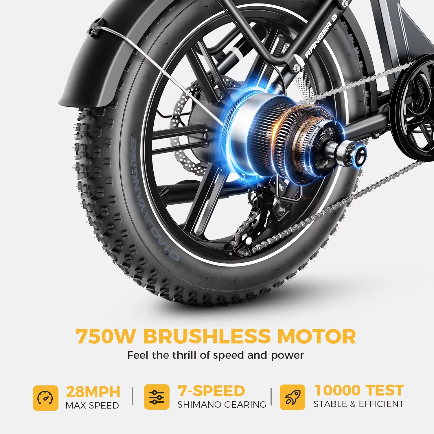 Yoloway Ranger S Folding Electric Bike, Foldable Electric Bicycle with 48V 14.4AH Removable Battery, 20