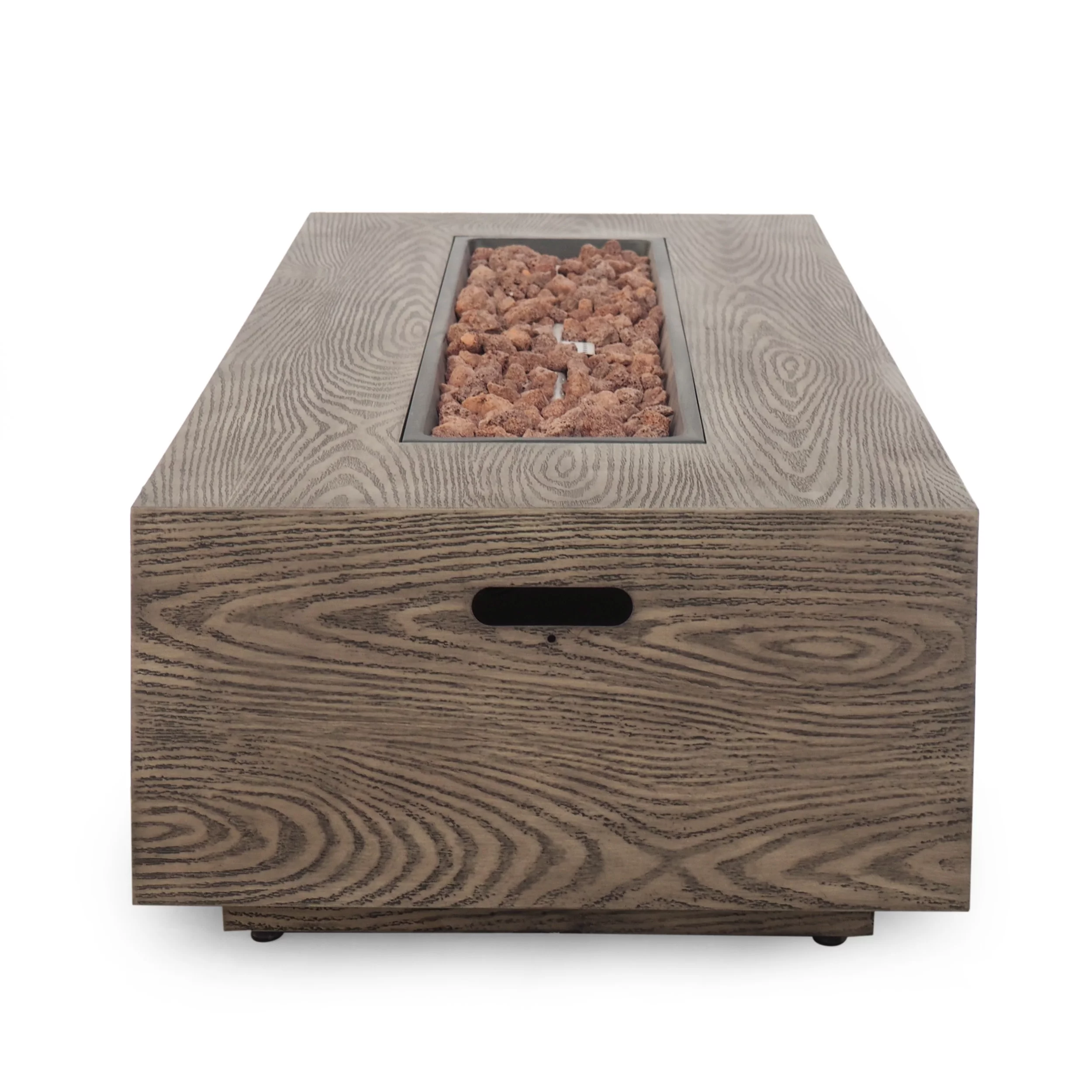 Mayfair Lightweight Concrete Outdoor 50,000 BTU Rectangular Fire Pit (No Tank Holder), Dark Gray - Womvr