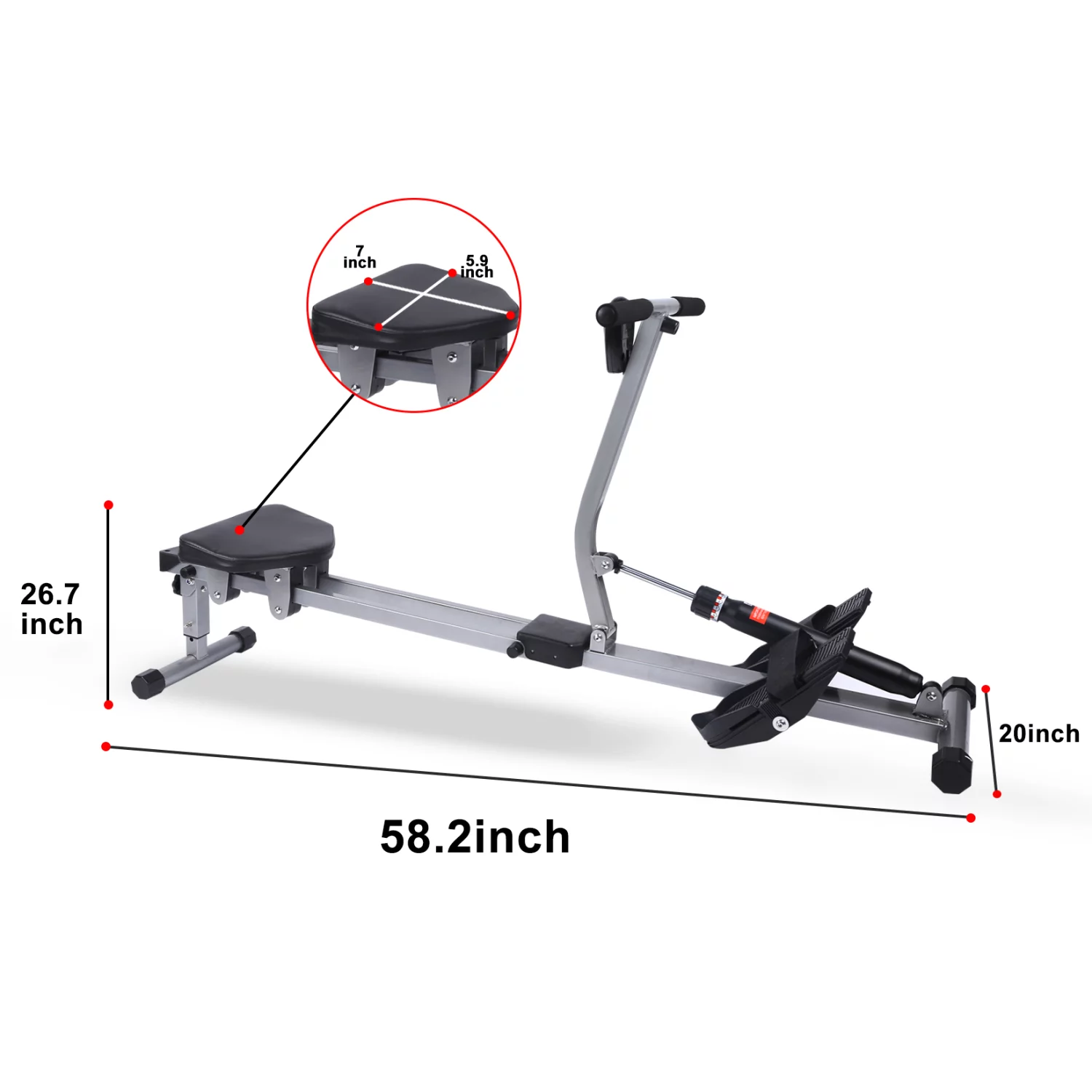 Fitness Rowing Machine Rower Ergometer, with 12 Levels of Adjustable Resistance, Digital Monitor - Womvr