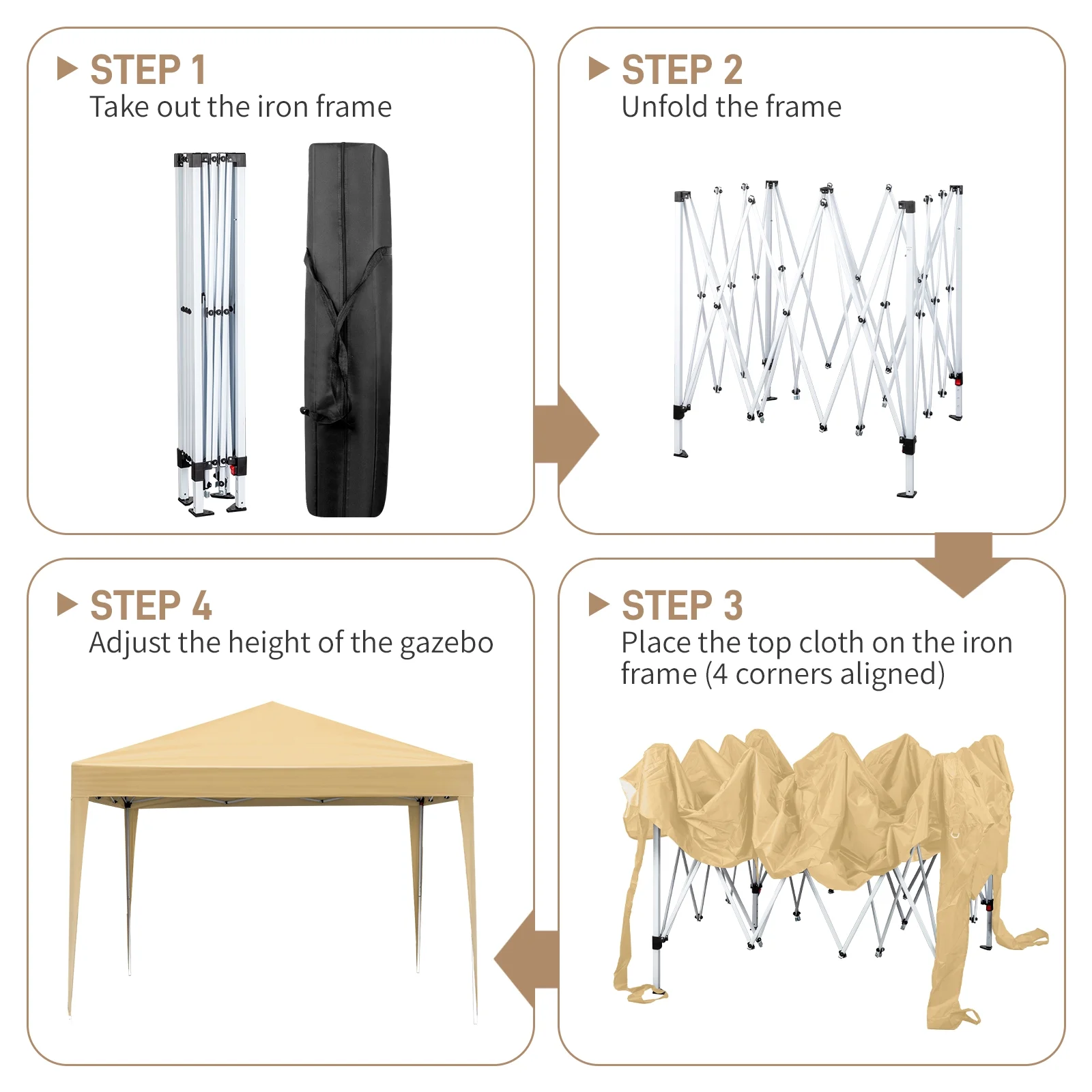 Zimtown 10ft x 10ft Base/8ft x 8ft Top Pop up Canopy Tent Instant Practical Waterproof Folding Tent with Carry Bag - Womvr