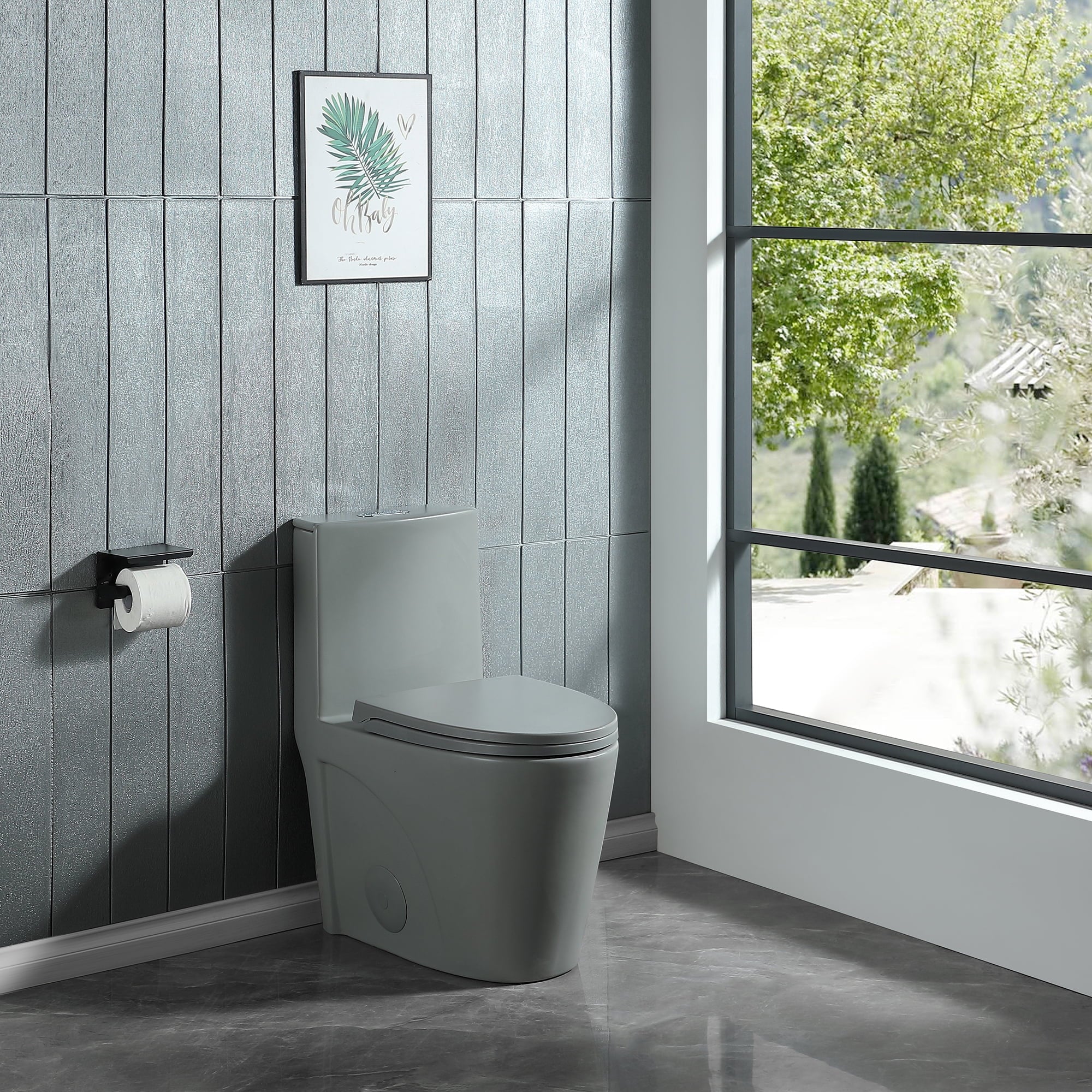 Miniyam 1.1/1.6 GPF Dual Flush Elongated Toilet with Soft-Close Seat, Black - Womvr