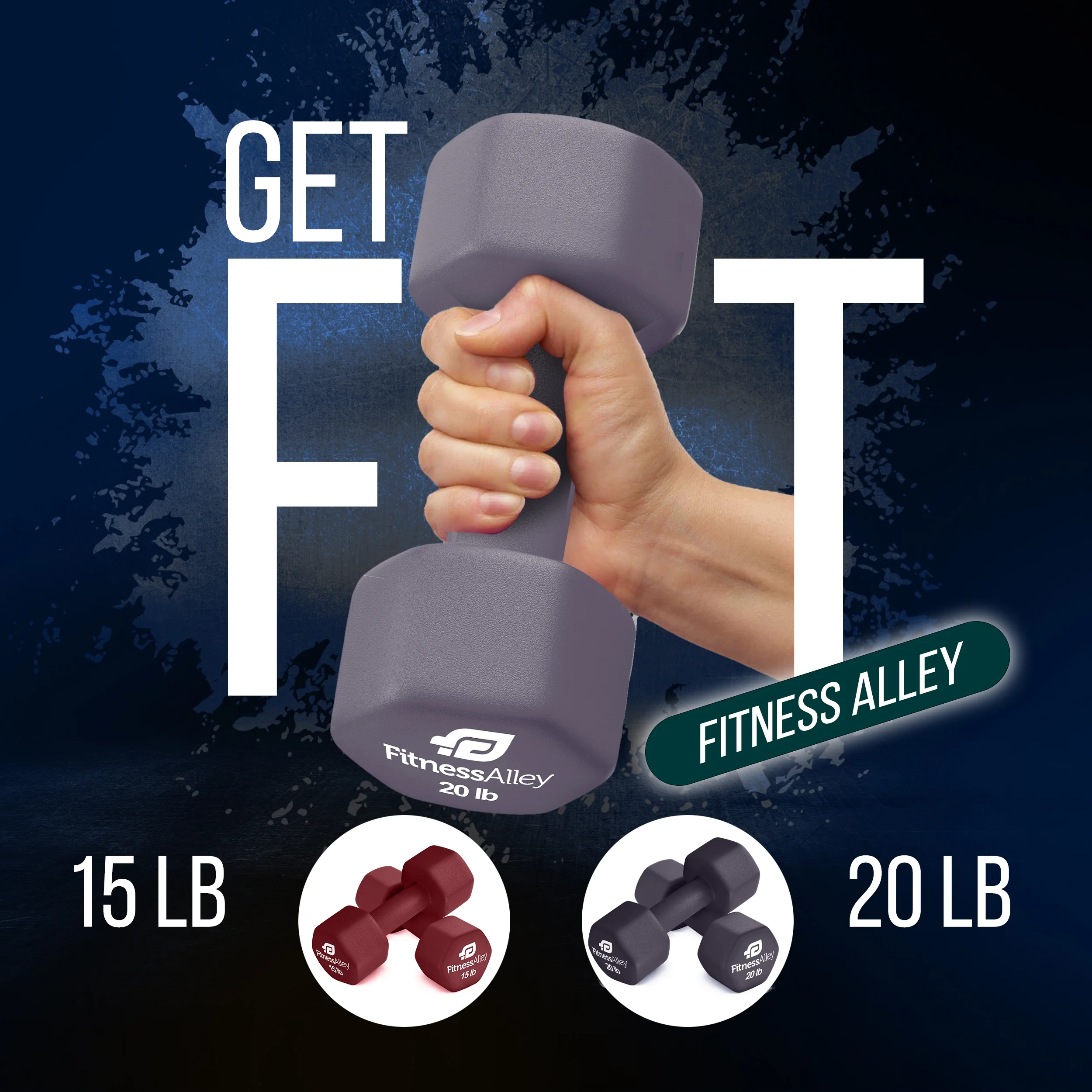 Fitness Alley Neoprene Workout Dumbbells - Non Slip, Anti Roll Exercise & Fitness Dumbbells Combo - Hex Shaped Hand weights for Men & Women(2, 4, 6, 8, & 10lb Dumbbells) - Womvr
