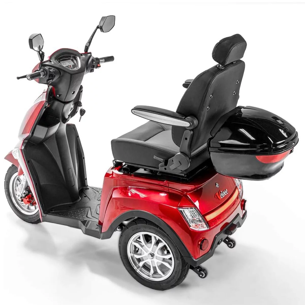 Veloce-Long Range Fast 3 Wheel Mobility Scooter, 300 lb. Weight Capacity (Red) - Womvr
