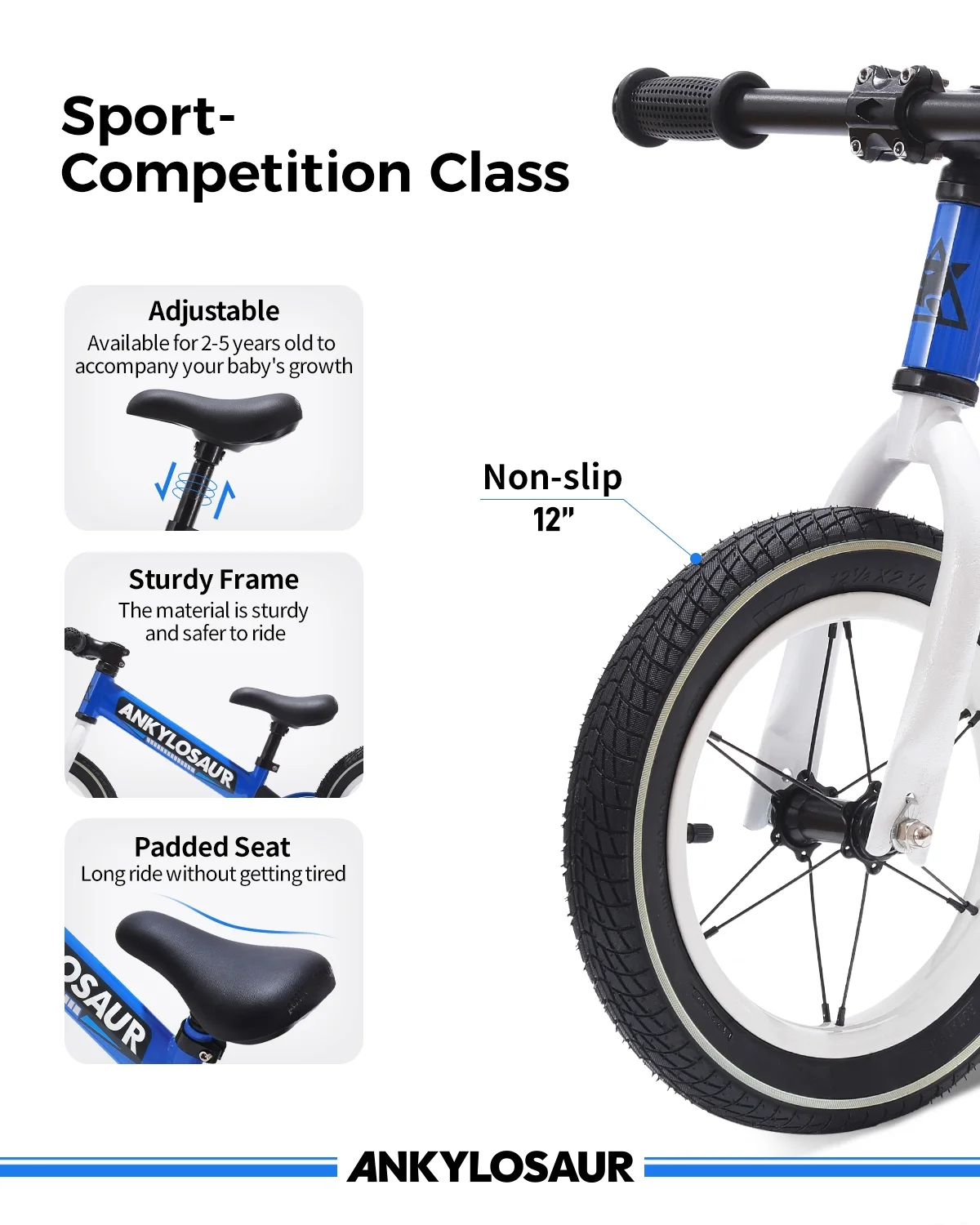 ANKLOSAUR No Pedal Balance Bike, 12