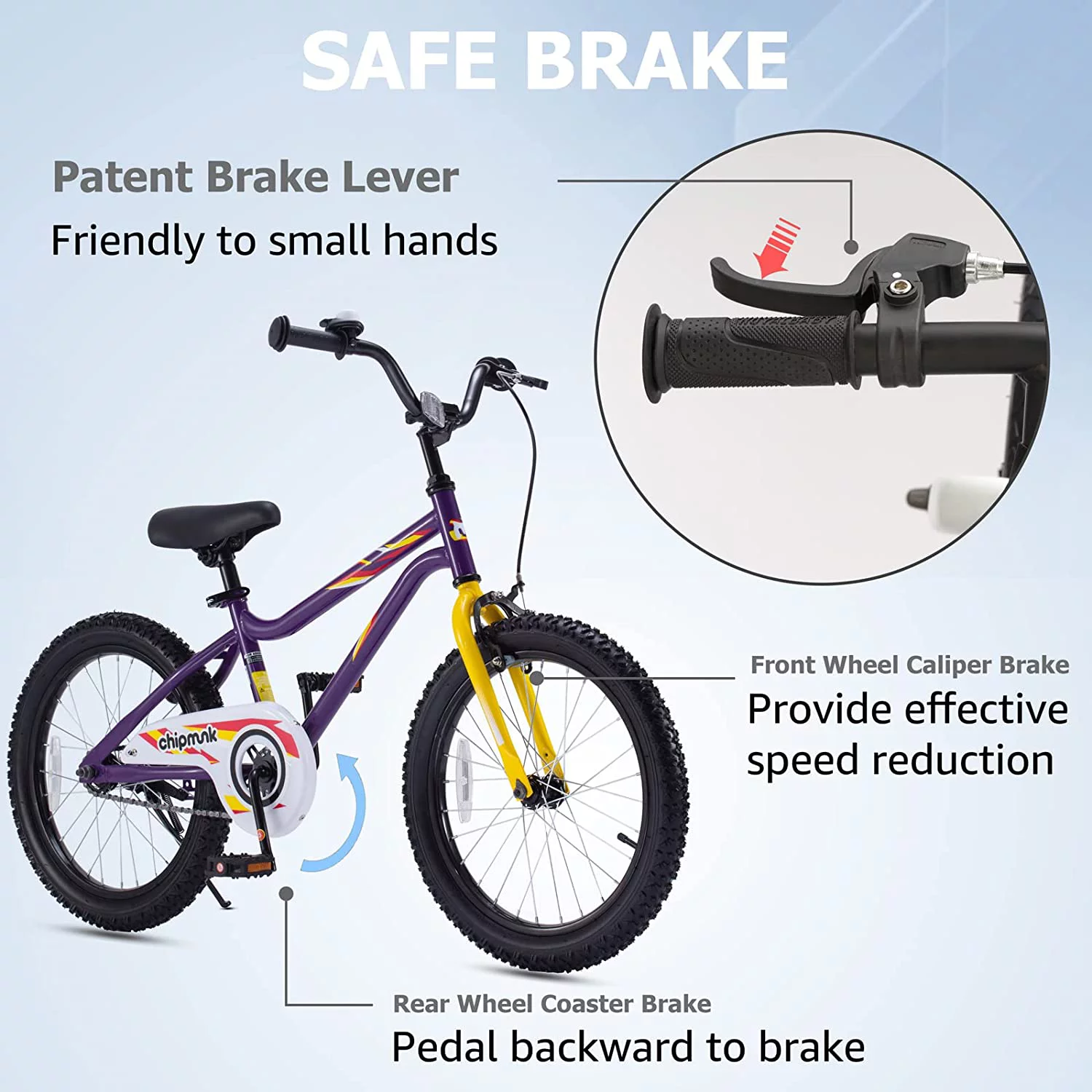 RoyalBaby Chipmunk Kids Bike Boys Girls 18 Inch Bicycle with Kickstand Blue - Womvr