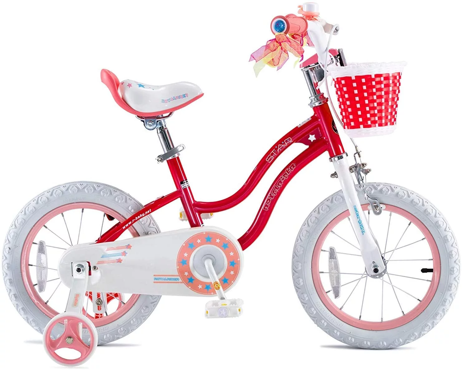 Royalbaby Girls Kids Bike Star girl 14 In Bicycle Basket Training Wheels Blue Child's Cycle - Womvr