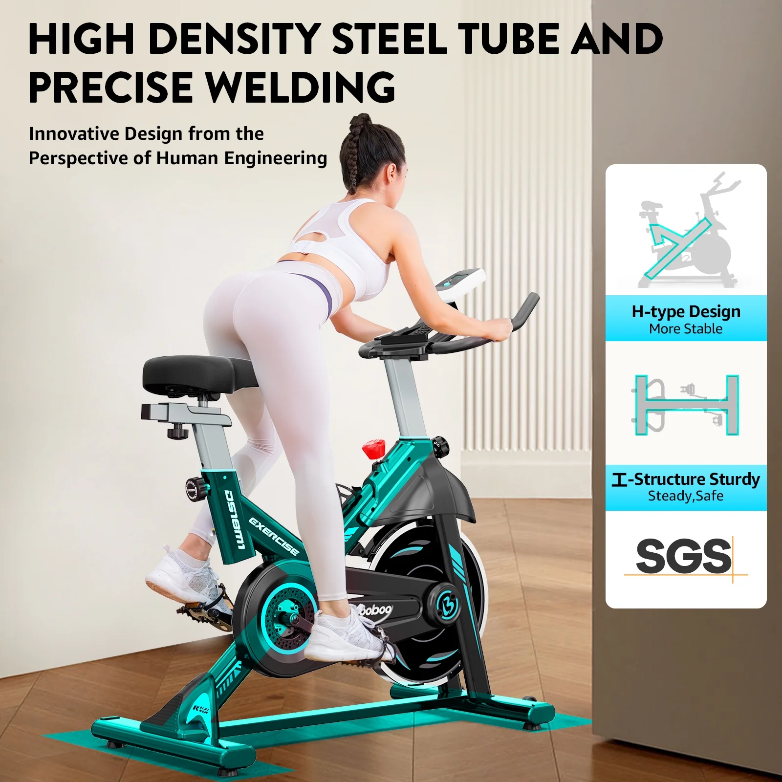 Pooboo Indoor Cycling Bike Magnetic Stationary Exercise Bikes Home Cardio Workout Bicycle Machine 350lb Flywheel Weight 40lbs - Womvr