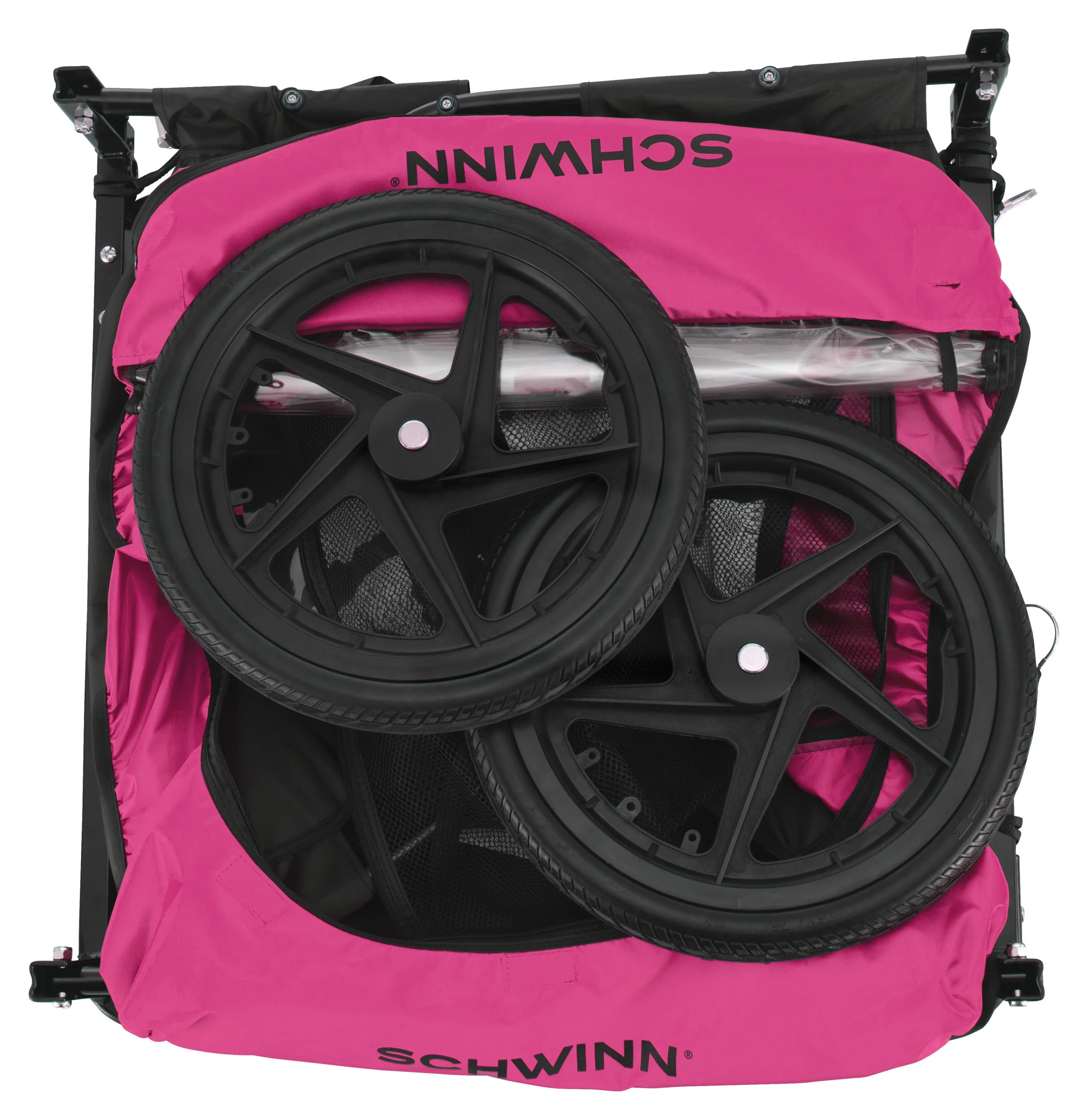 Schwinn Shuttle Foldable Bike Trailer for 2 Passengers, Blue & Black - Womvr