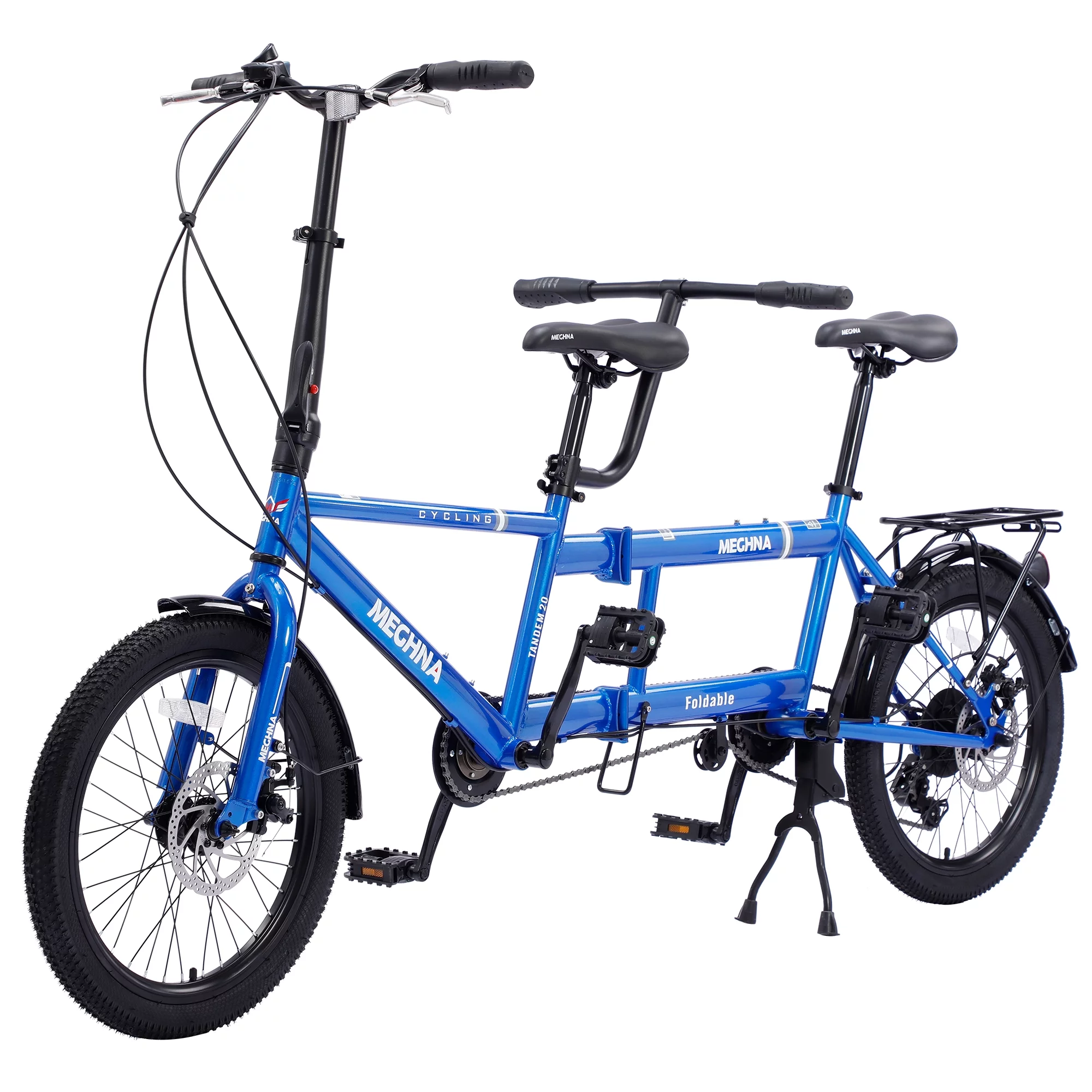 Meghna Tandem Bike 20 inches Wheels 2-Seater Shimano 7 Speed Folding Tandem Adult Beach Cruiser Orange - Womvr