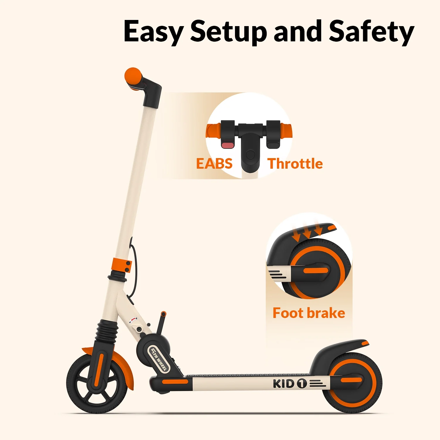 5TH WHEEL K1 Electric Scooter for Kids Ages 6-14 with 6.5