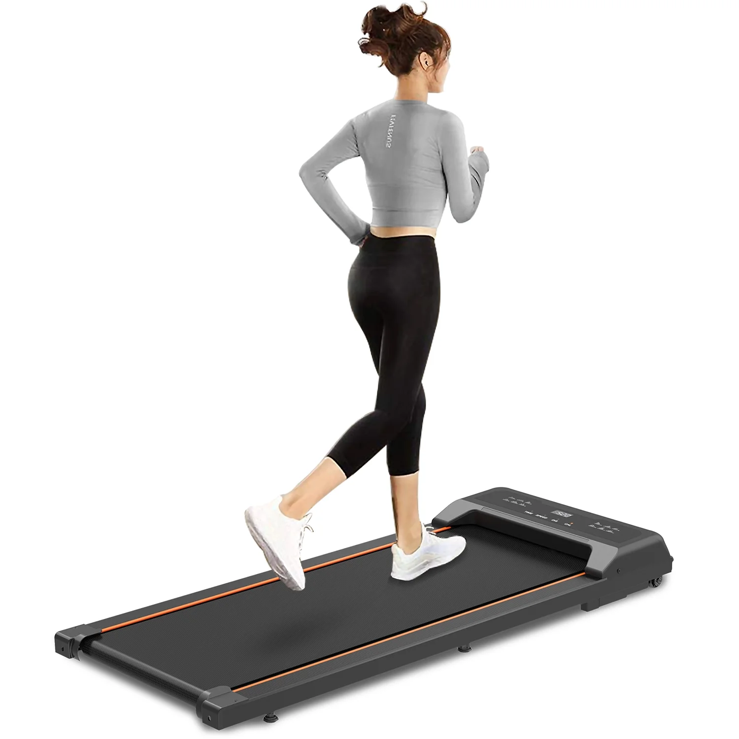 Portable Treadmill Under Desk Walking Pad Flat Slim Treadmill with LED Display, Running Machine for Apartment and Small Space without Assembling - Womvr