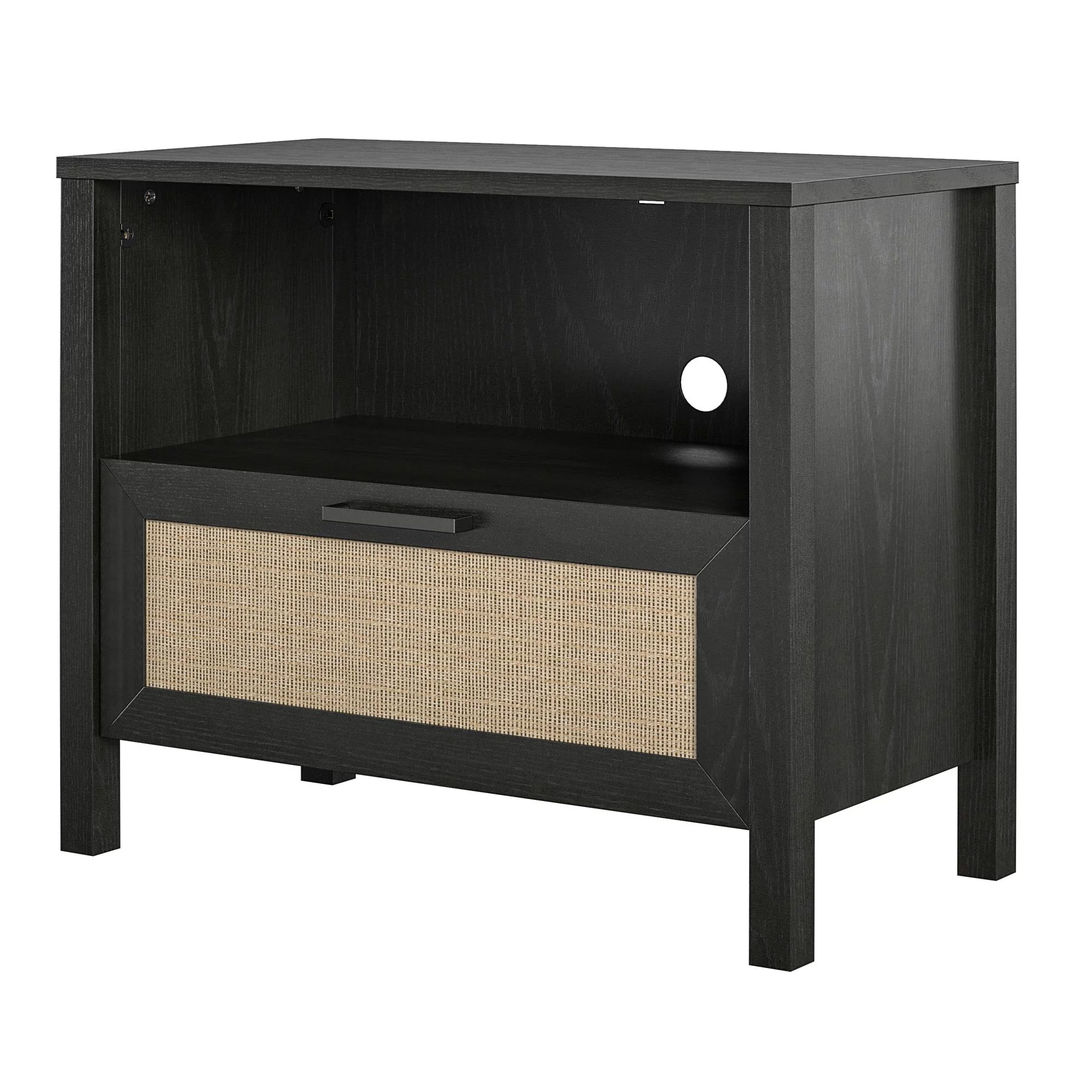 Novogratz Shay 1-Drawer Nightstand, Natural with Faux Rattan - Womvr