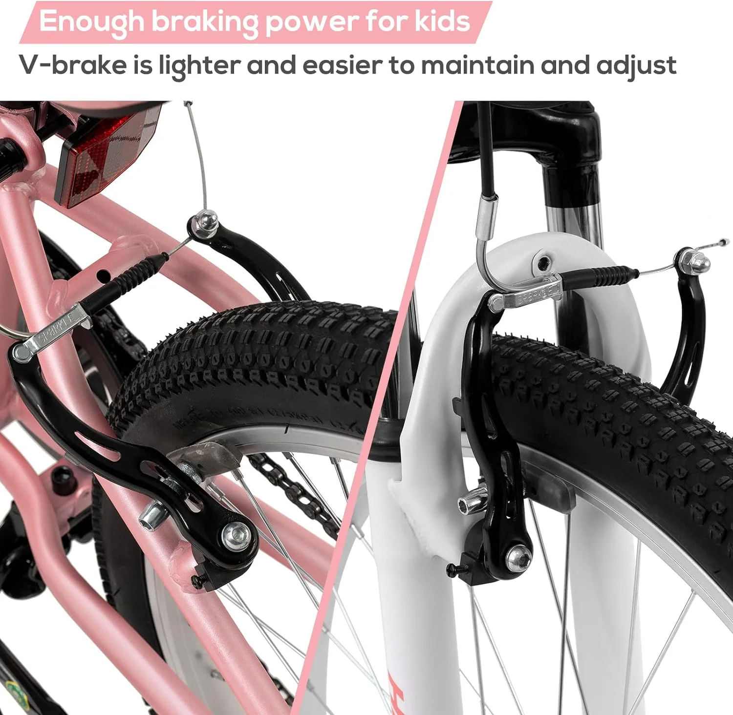 Hiland 24 inch Mountain Bike Shimano 7 Speeds for Teenager with Suspension Fork, Mint Pink - Womvr