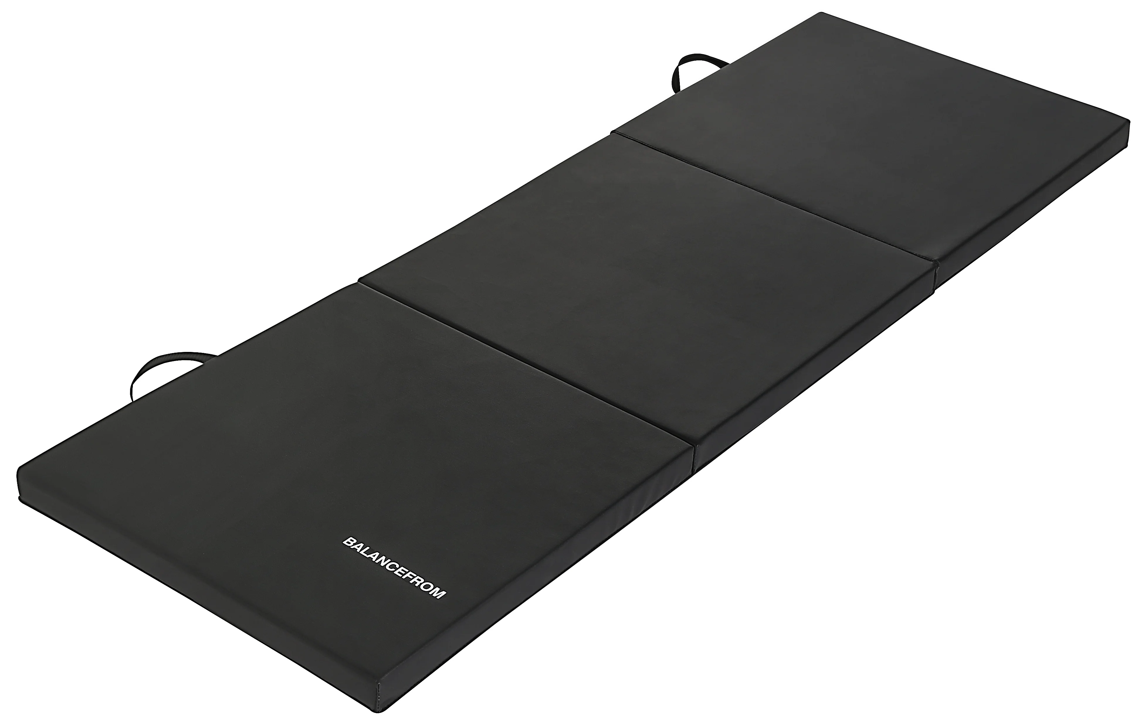 BalanceFrom 6 Ft. x 2 Ft. x 2 In. Three Fold Folding Exercise Mat with Carrying Handles for MMA, Gymnastics and Home Gym, Black - Womvr