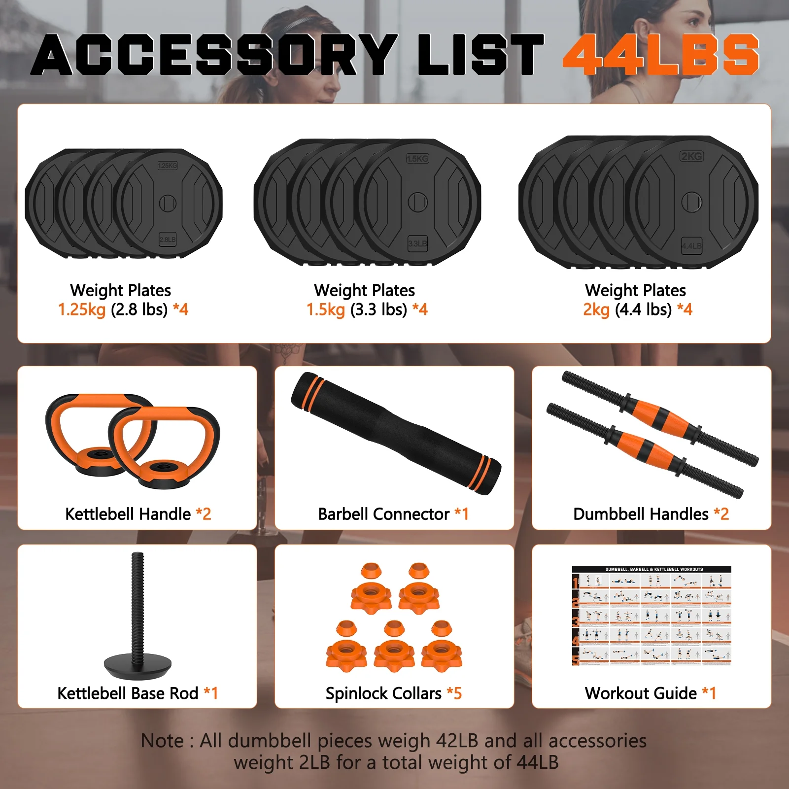 GIKPAL 66lb 6-in-1 Adjustable Dumbbells Set Free Weight Set with Connector Used as Barbell, Kettlebells, Push up Stand, Fitness Exercises for Home Gym Suitable Men/Women - Womvr