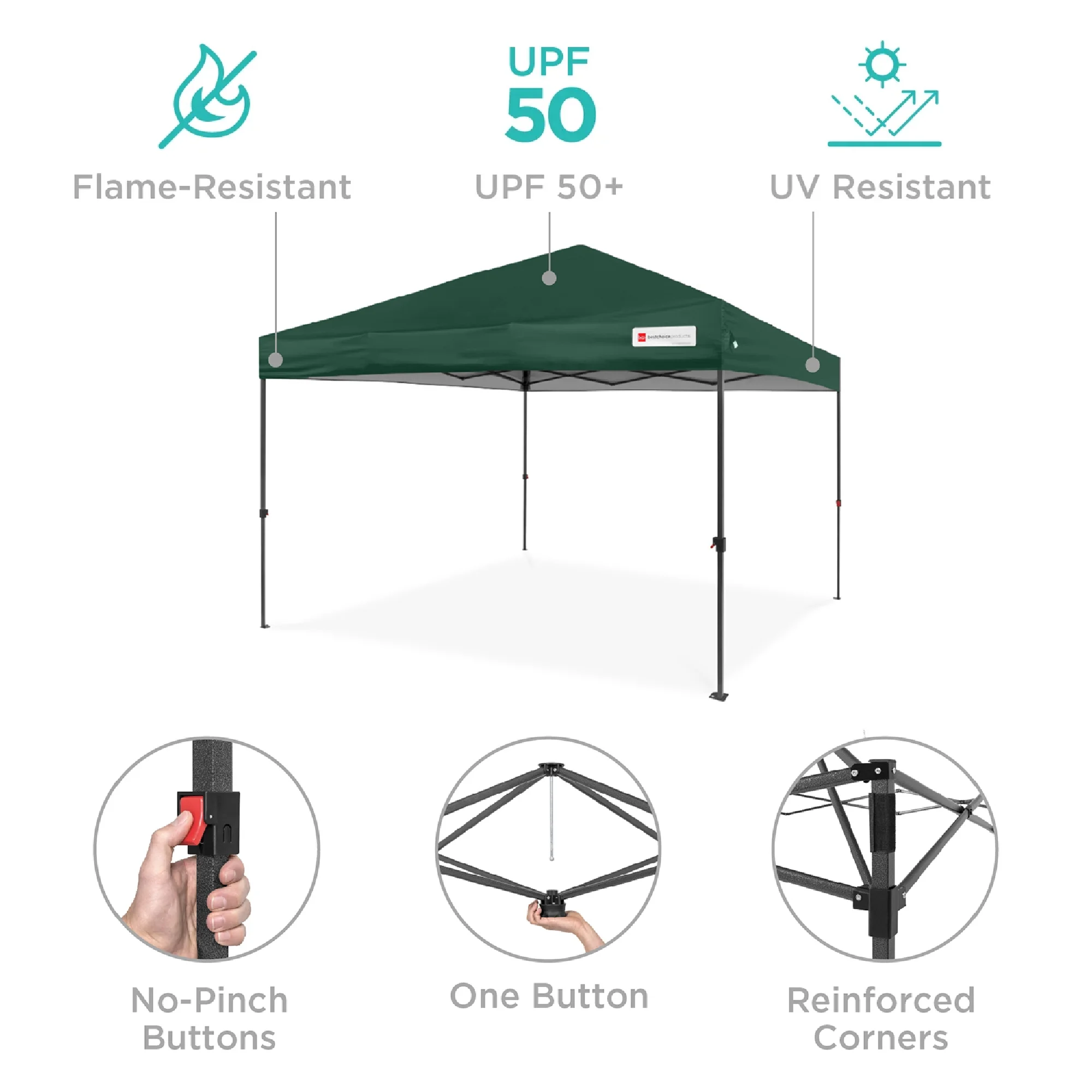 Best Choice Products 10x10ft Easy Setup Pop Up Canopy w/ 1-Button Setup, Wheeled Case, 4 Weight Bags - Cerulean - Womvr