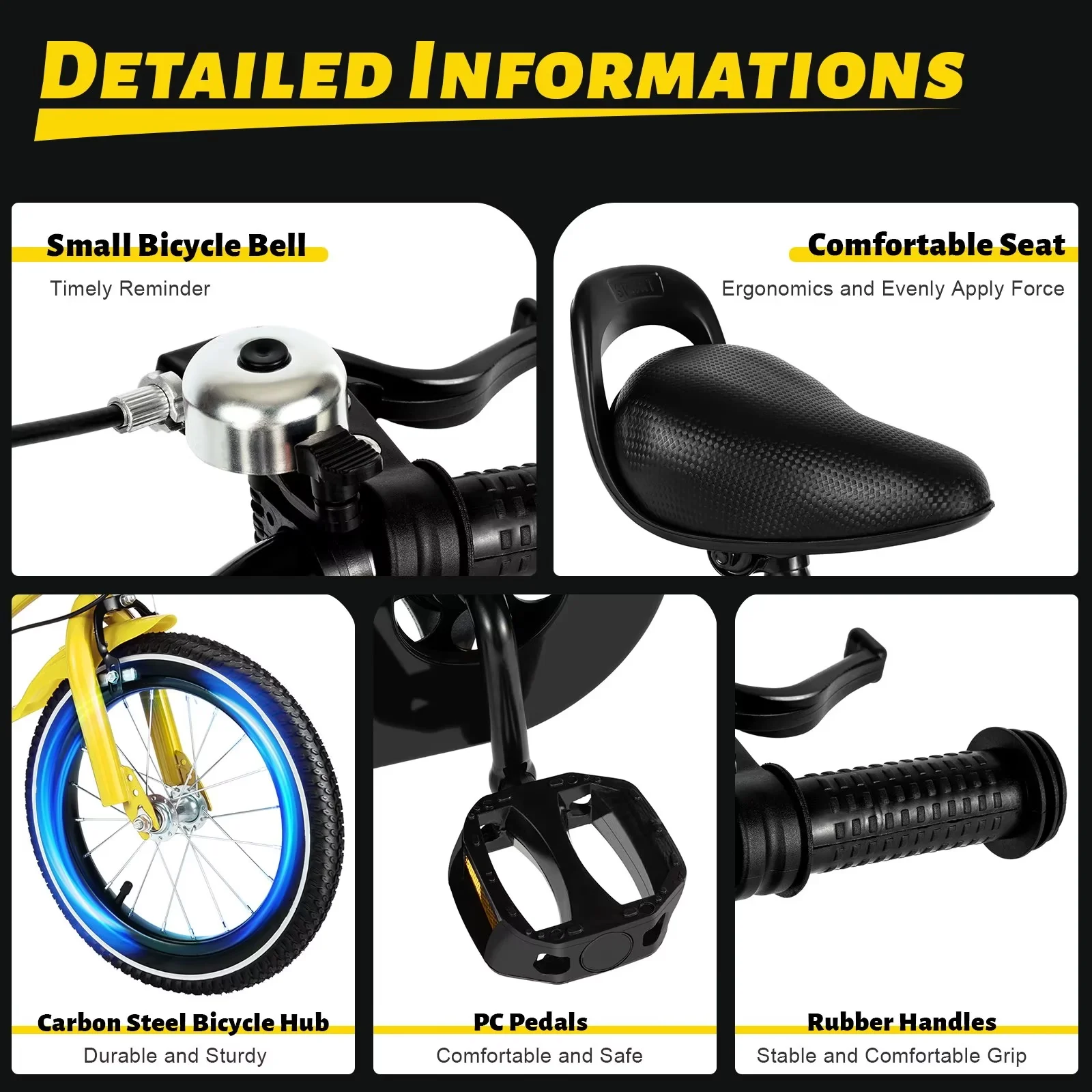 TFCFL 14 inch Kids Bike Bicycle Children Cycle Bikes Gift With With Safety Training Wheels - Womvr