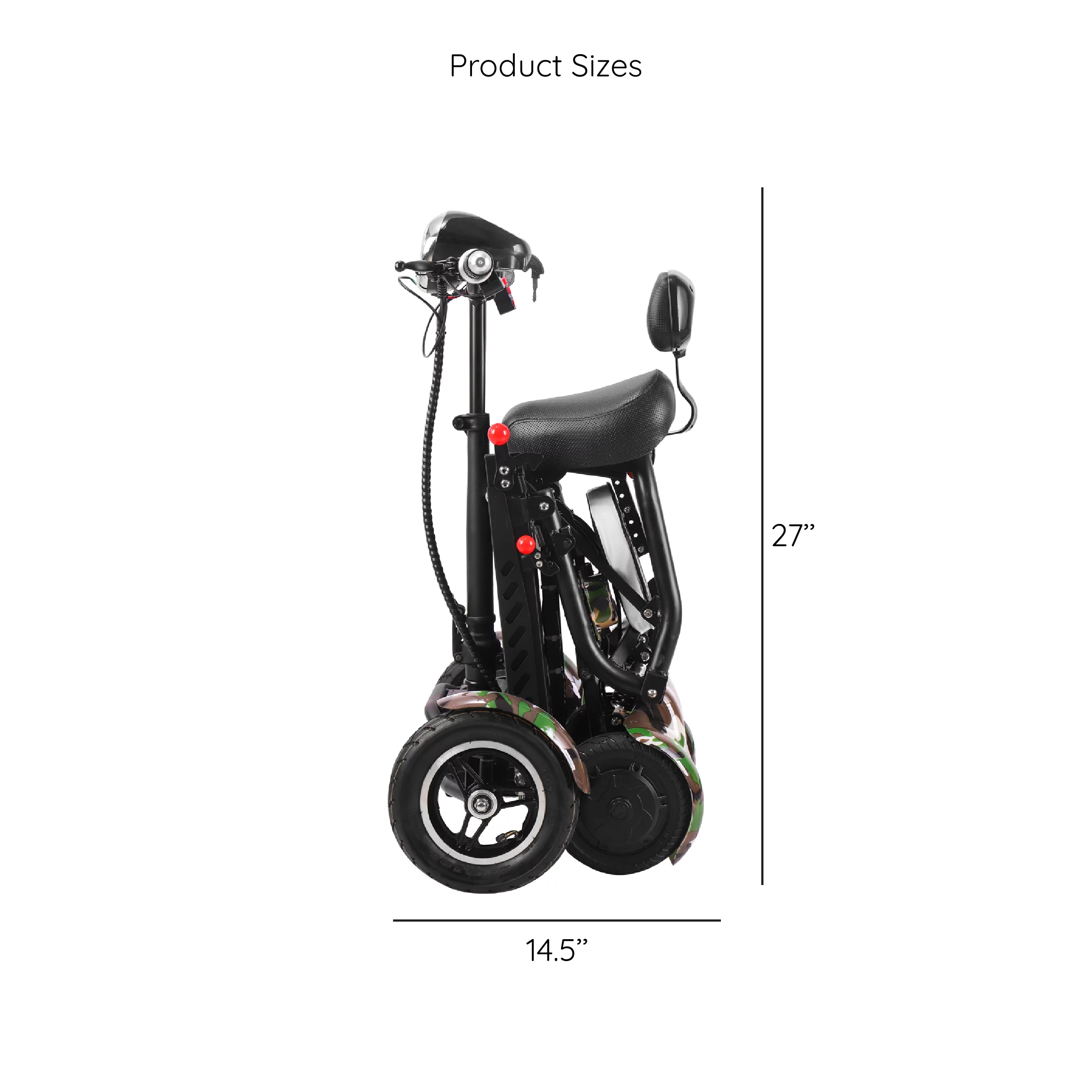 Smart Lightweight Electric Power Scooter, 4 Wheels Foldable Double Seats - Womvr