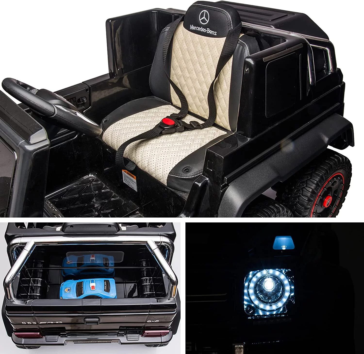 BATE Mercedes Benz 24V Powered Ride On Cars with 6 Wheels, Kids Ride On Toys with Remote Control, MP3 Player,  Red - Womvr