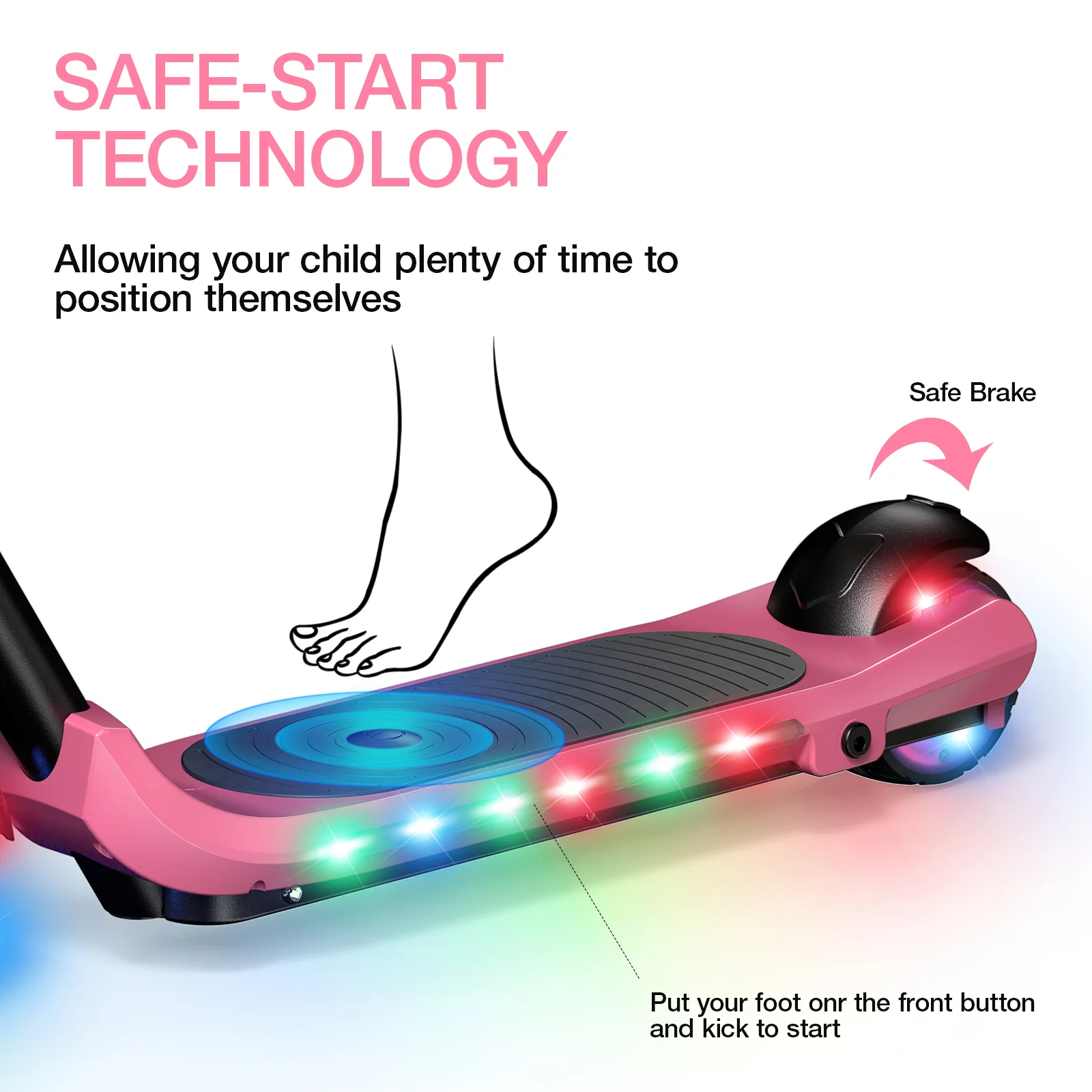 Electric Scooter for Kids, 60W Electric Scooter for Kids Ages 8+, Up to 120 lbs & 60 mins of Ride - Womvr