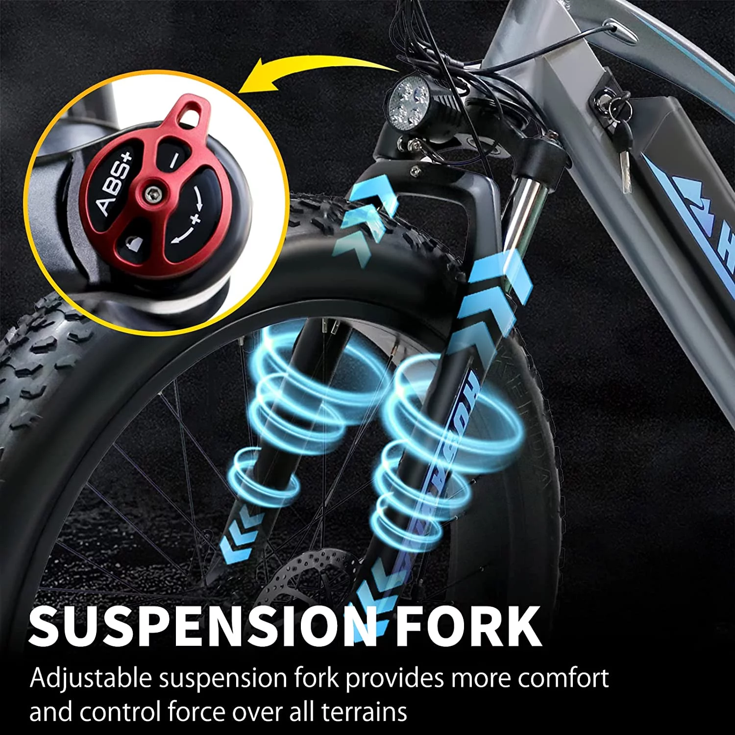 Electric Bike Electric Mountain Bike 500W Ebike26'' Fat Tire Ebike, 28+MPH Adults Ebike with Removable 48V 15Ah Battery, Shimano 6-Speed Grey - Womvr