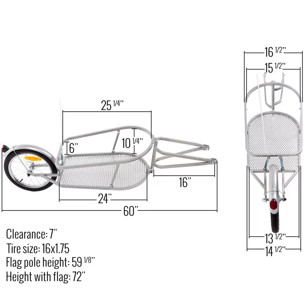 Elevate Outdoor BCT-8002 Single Wheel Pull-Behind Bicycle Cargo Trailer with Cargo Bag - Womvr