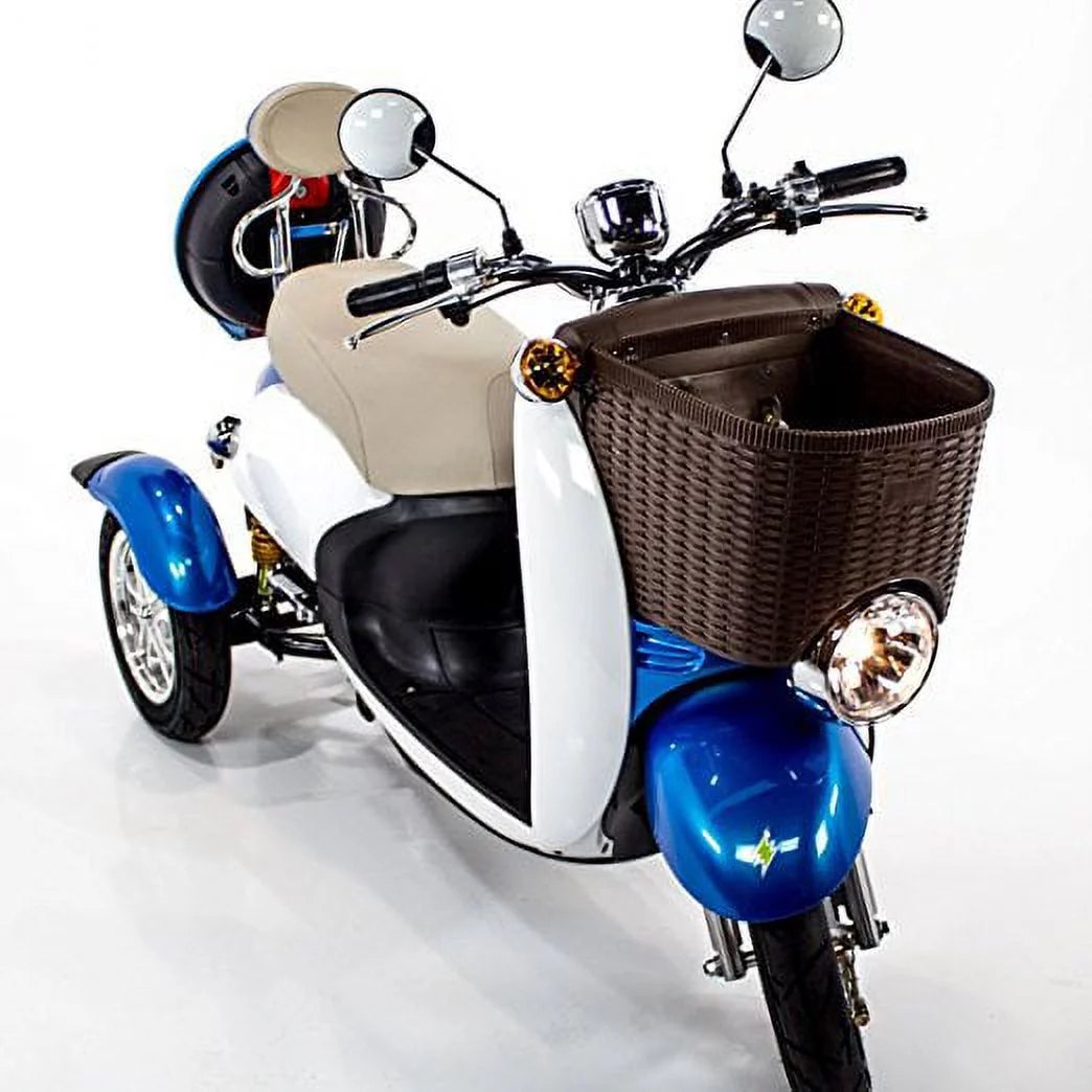 E-Wheels EW-11 Electric Sport Euro 3 Wheel Scooter with Basket, Red - Womvr