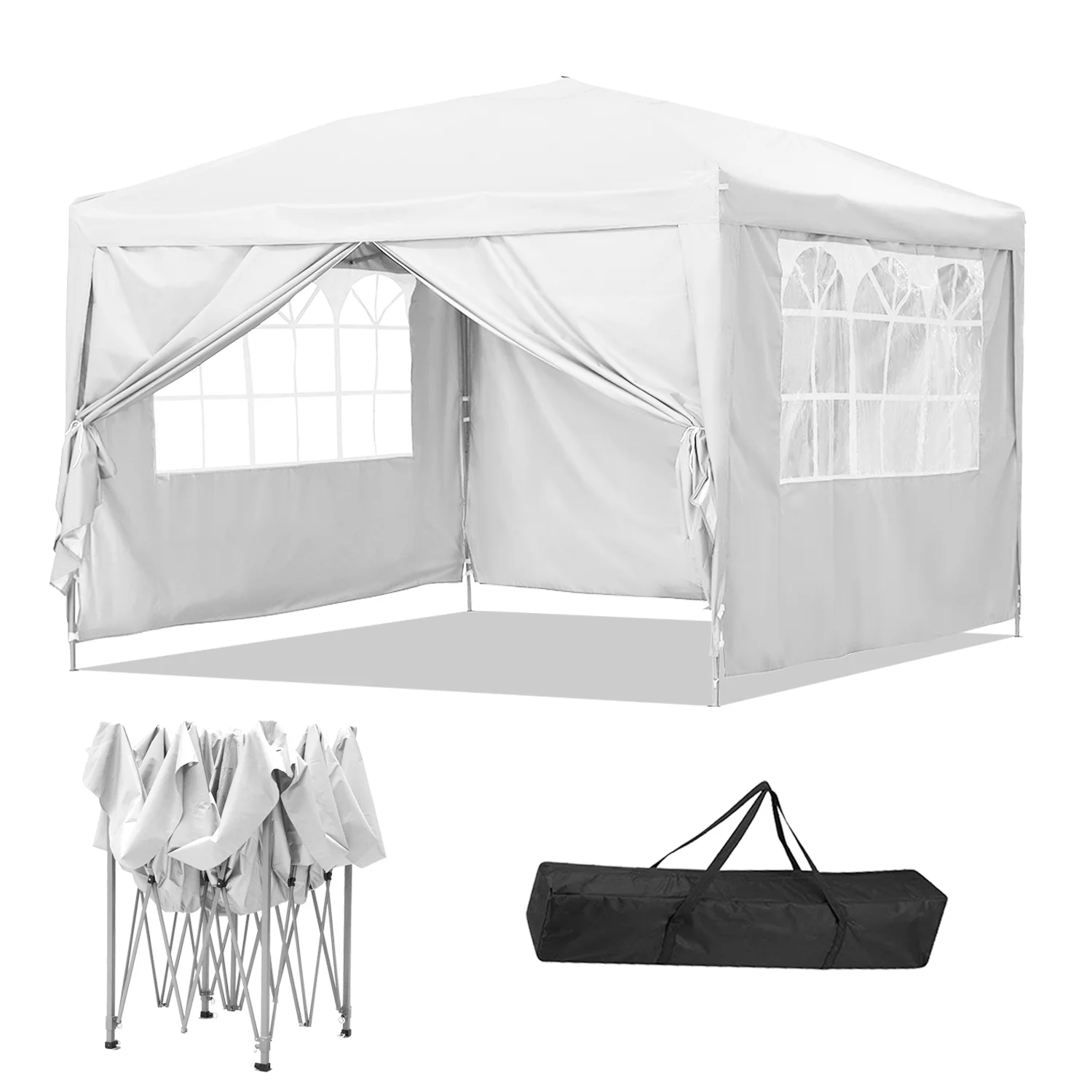 Outdoor Basics 10 ft x 10 ft Pop Up Canopy Tent with Carry Bag, Shade Canopy, Great for Picnic, Yard, Beach, Park, Camping, White - Womvr