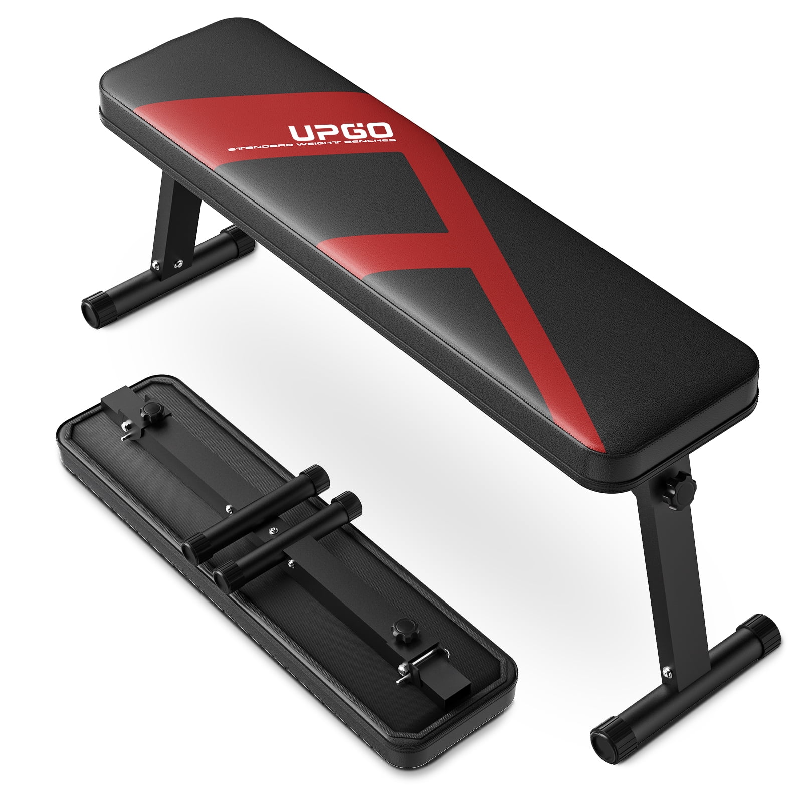 UPGO 600LBS Folding Flat Bench, Sturdy Lightweight and Space-saving Bench Press Flat Weight Bench, Easy to Assemble - Womvr