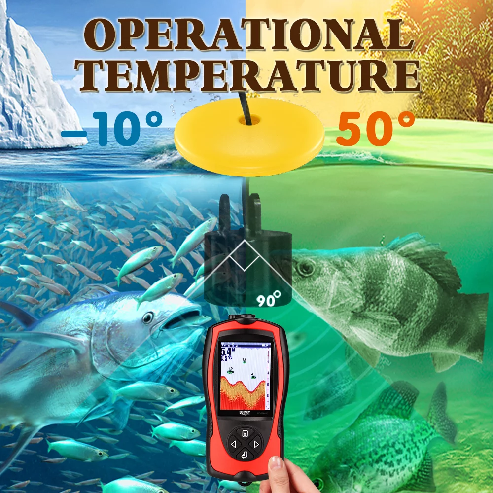 LUCKY FF1108-1CT Portable Fish Finder 100M/300FT Depth Fish Alarm Wired Fish Detector - Womvr