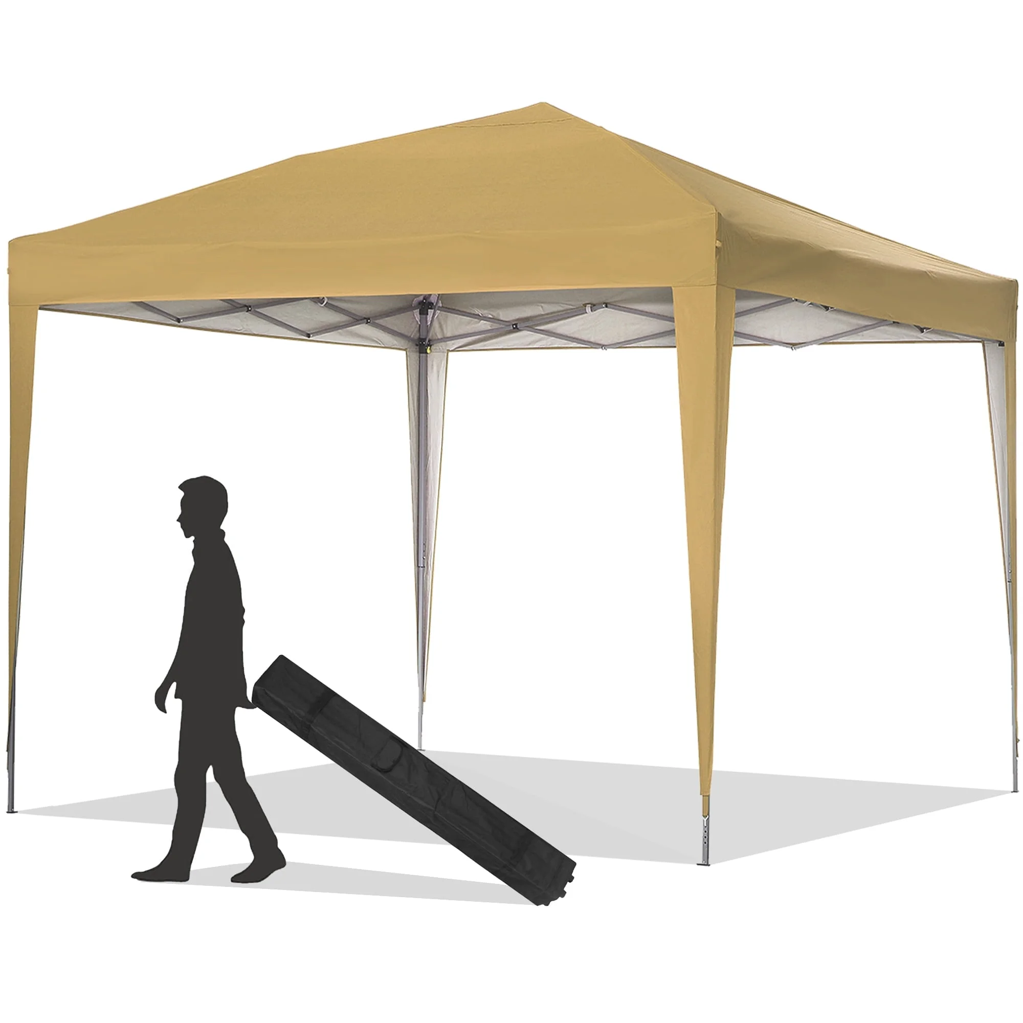 Outdoor Basics 10 ft x 10 ft Pop Up Canopy Tent with Carry Bag, Shade Canopy, Great for Picnic, Yard, Beach, Park, Camping, White - Womvr