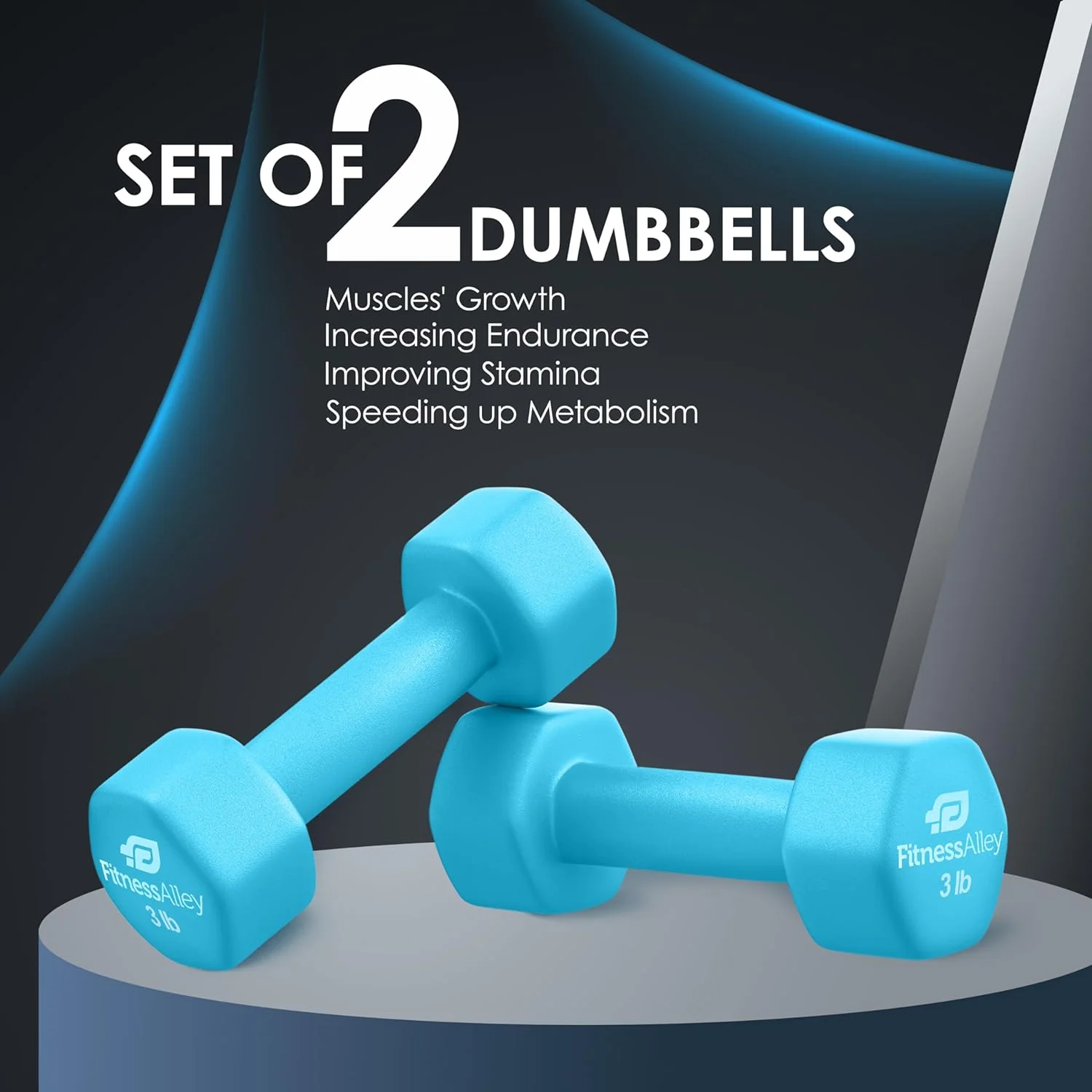 Fitness Alley Neoprene Coated Workout Dumbbells set of 2 �C Anti Roll, Non Slip with Smooth Grip Fitness & Exercise Dumbbells �C Hexagon Shaped Hand Weights (17.5 Pounds) - Womvr