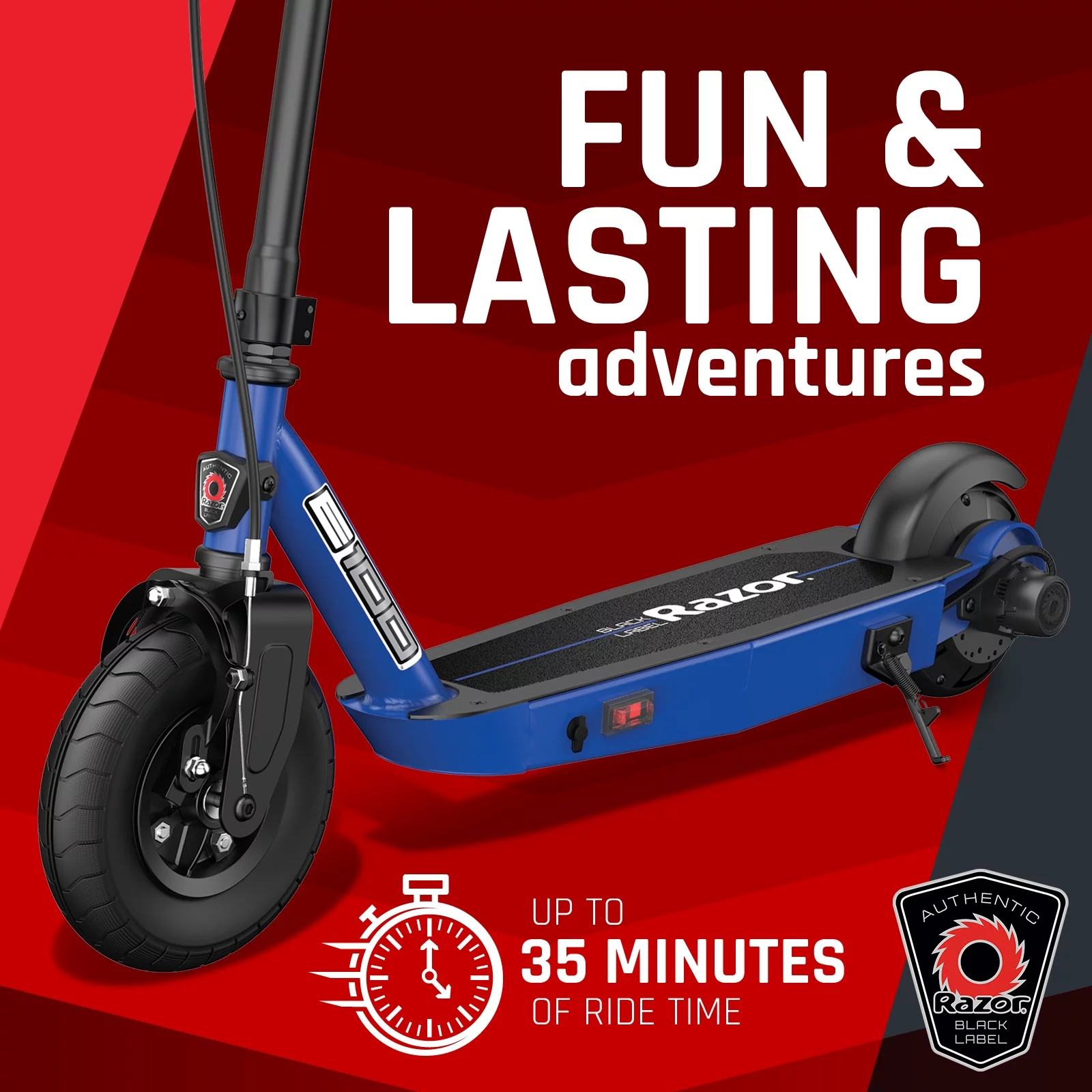 Razor Black Label E100 Electric Scooter – Blue, up to 10 mph, 8