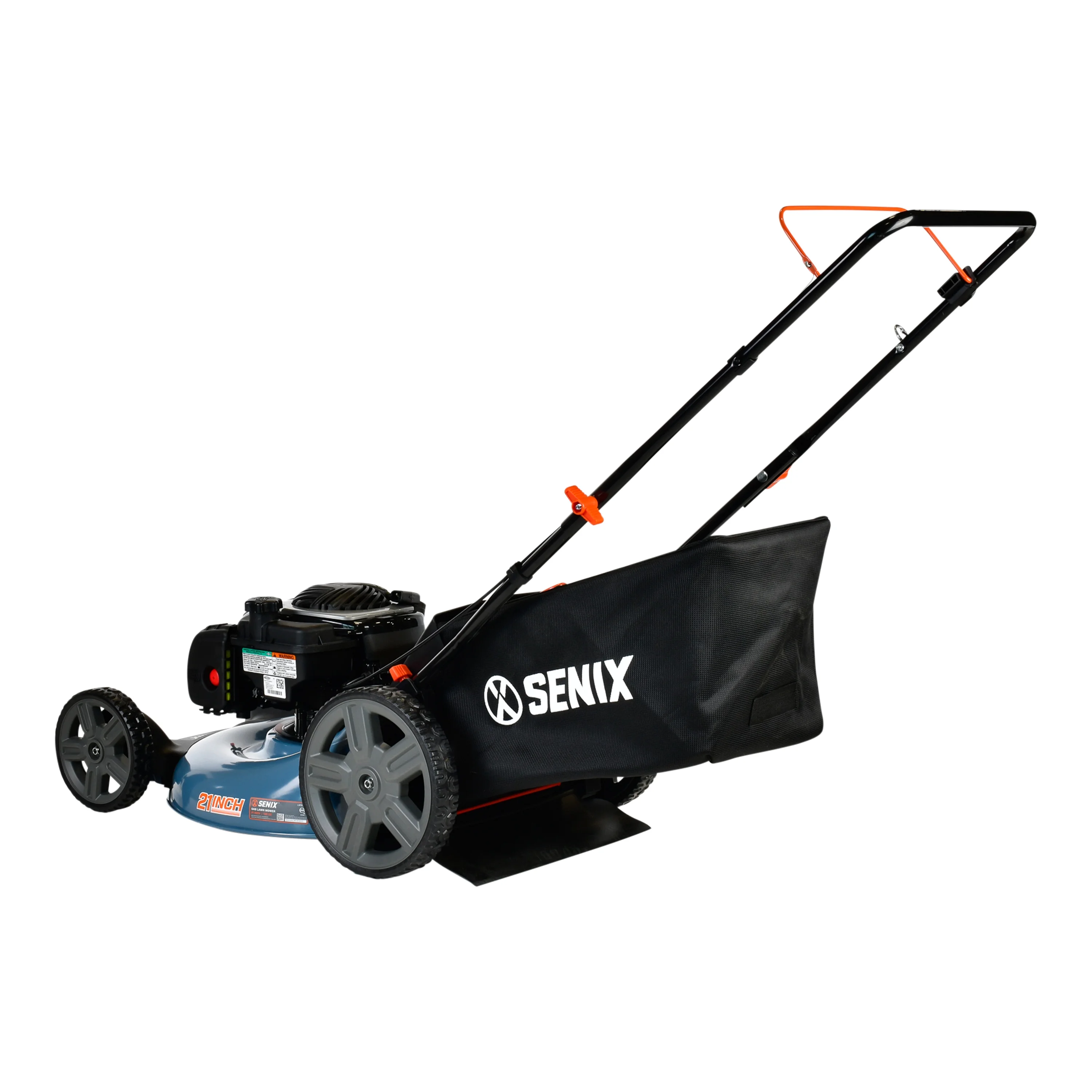 SENIX 21-Inch Push Lawnmower, 140 cc 4-Cycle Briggs & Stratton Engine, 3-in-1 Mower, Prime & Pull, 6-Position Height Adjustment with 11-Inch Rear Wheels, LSPG-M7 - Womvr