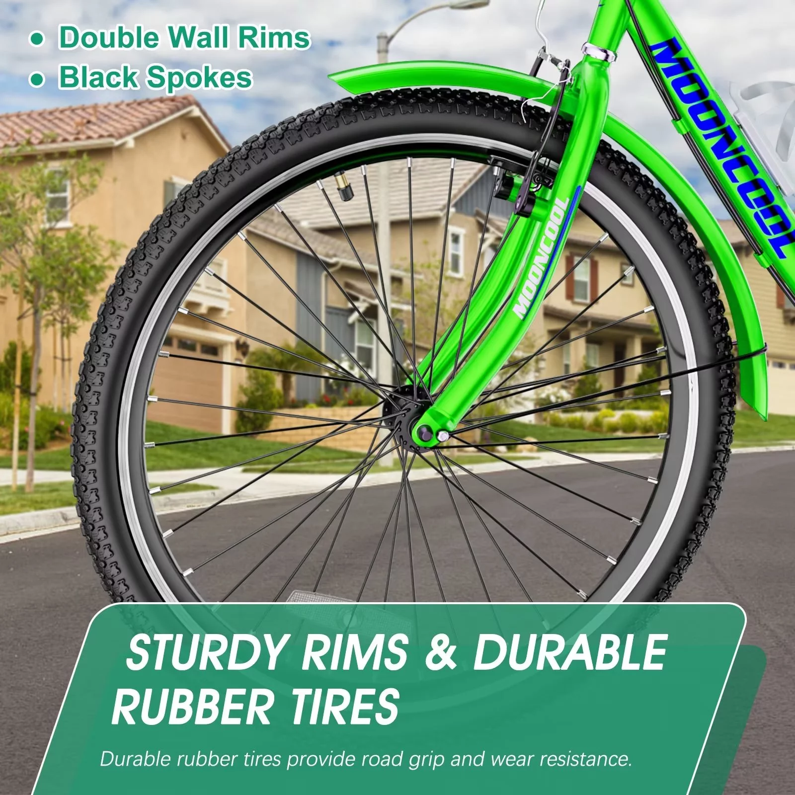 MOPHOTO Adult Tricycle for Seniors (Cyan, 26inch /7-Speed), Low Frame Three Wheel Bikes with Large Basket & Bell, 3 Wheel Cargo Bicycle, Safe and Durable Trike - Womvr