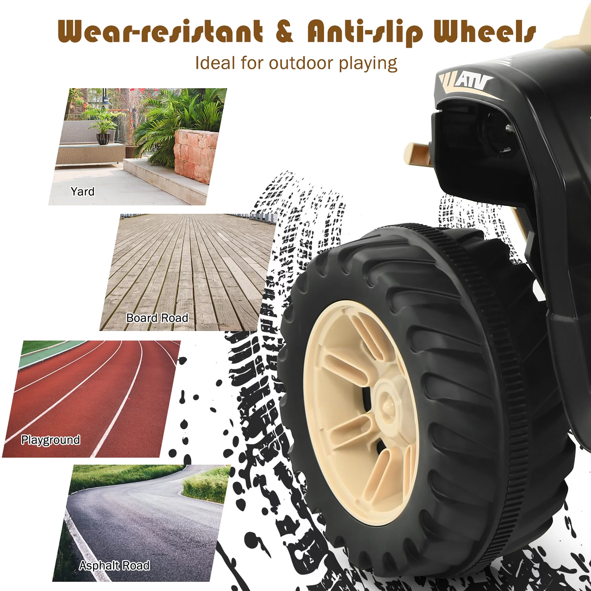 Costway 12V Kids 4-Wheeler ATV Quad Ride On Car w/ LED Lights Music  USB Navy - Womvr